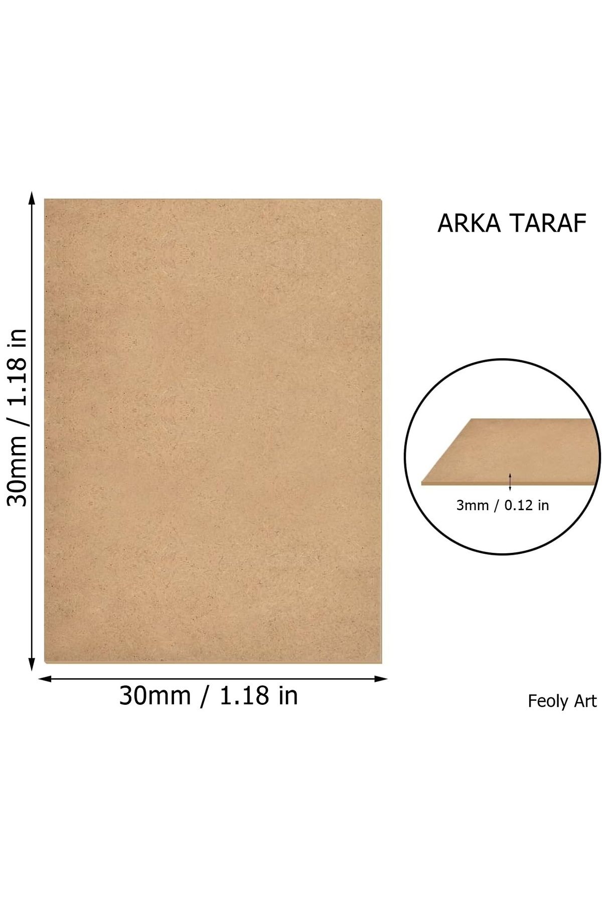 Feoly Art 3 mm 30x30 MDF Plaka (10 ADET) - Hobi, Maket, Ahşap El Sanatları İçin Uygun (10`lu Paket)
