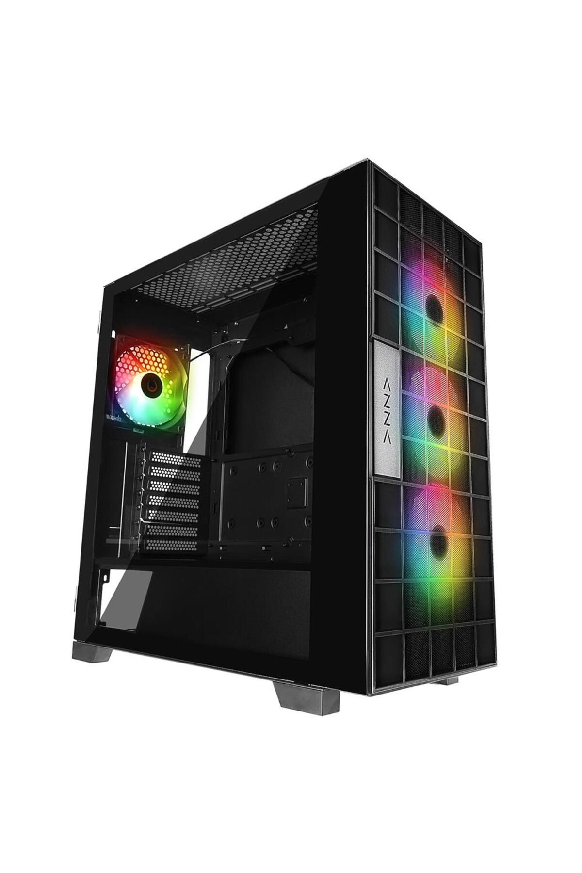 Vobotek Teknoloji Rampage AZZA V2 Temperli Camlı Siyah 4-12CM ARGB Fan + Type-C ATX Mid-T Gaming Oyuncu Kasası