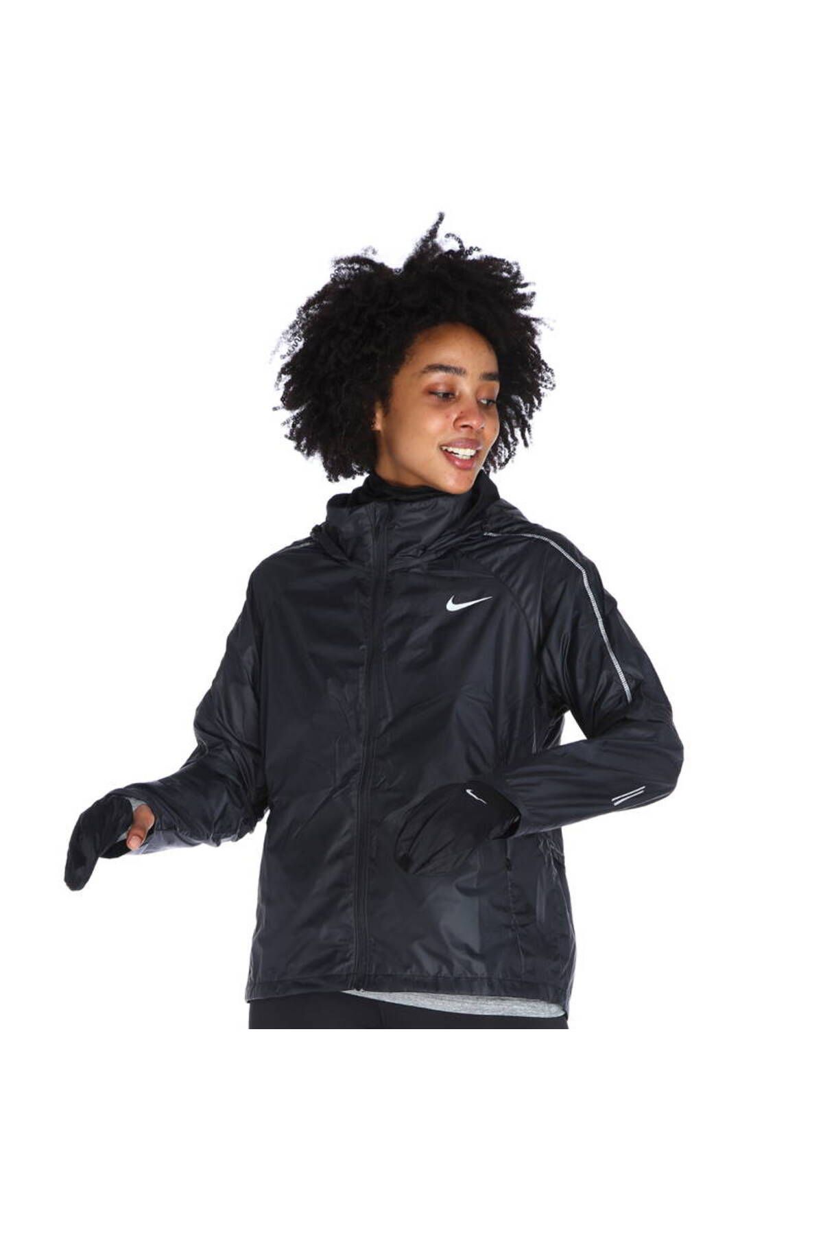 Nike Shield Full-Zip Hoodie Kadın Siyah Koşu Ceket CU3385-010 stilim spor