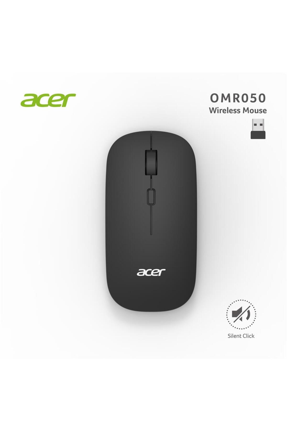 Vobotek Teknoloji Acer Omr050 Siyah Kablosuz Sessiz Tuşlu Mouse 1000-1200-1600 DPI