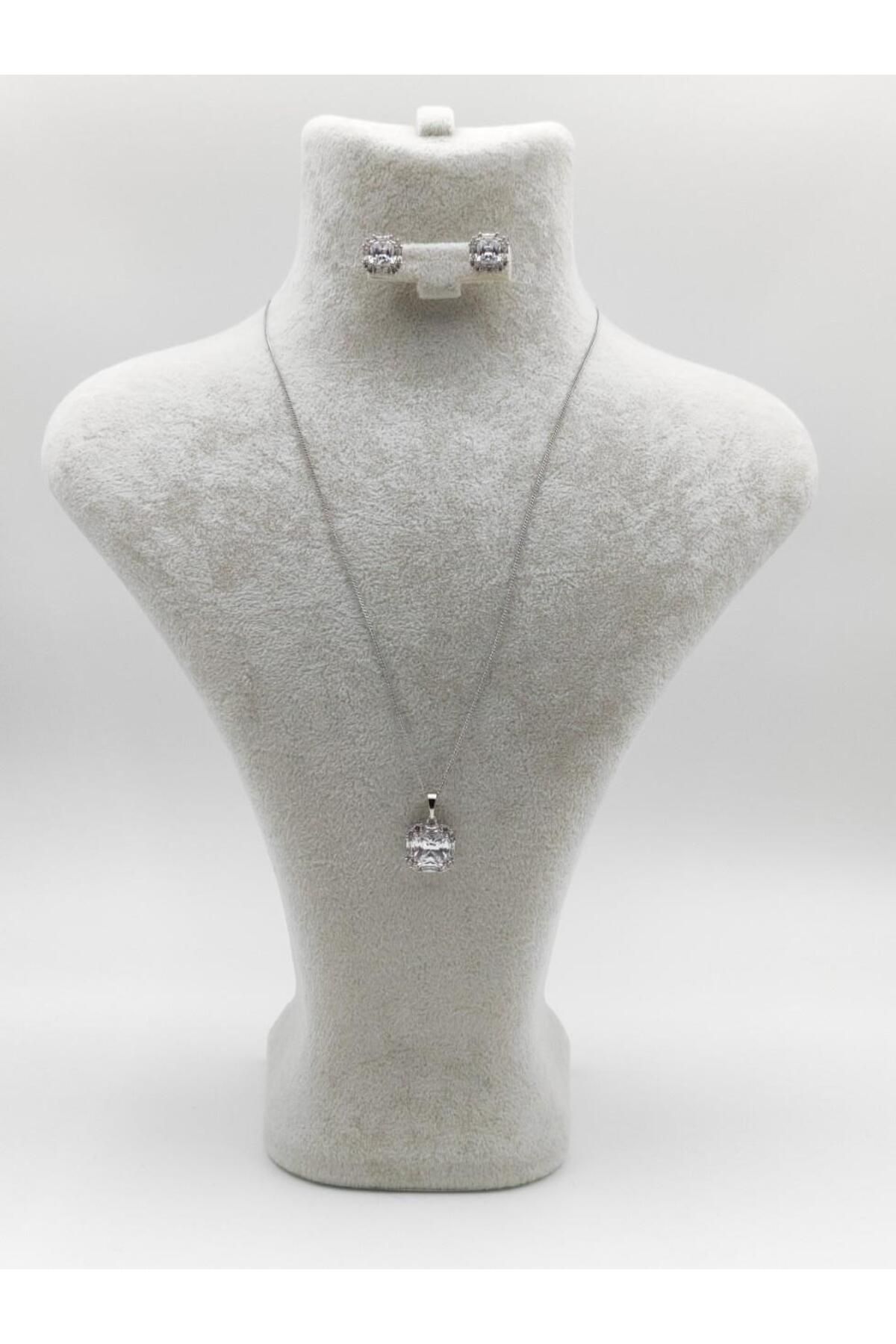 Nsl Jewels 2Lİ SET BAGET KOLYE KÜPE
