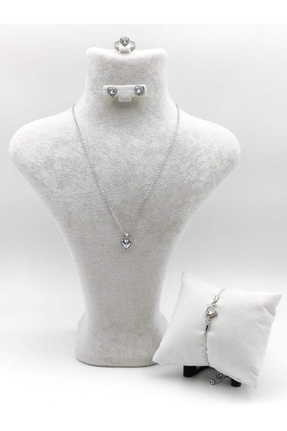 Nsl Jewels 4LÜ SET KALP ZİRKON TAŞLI