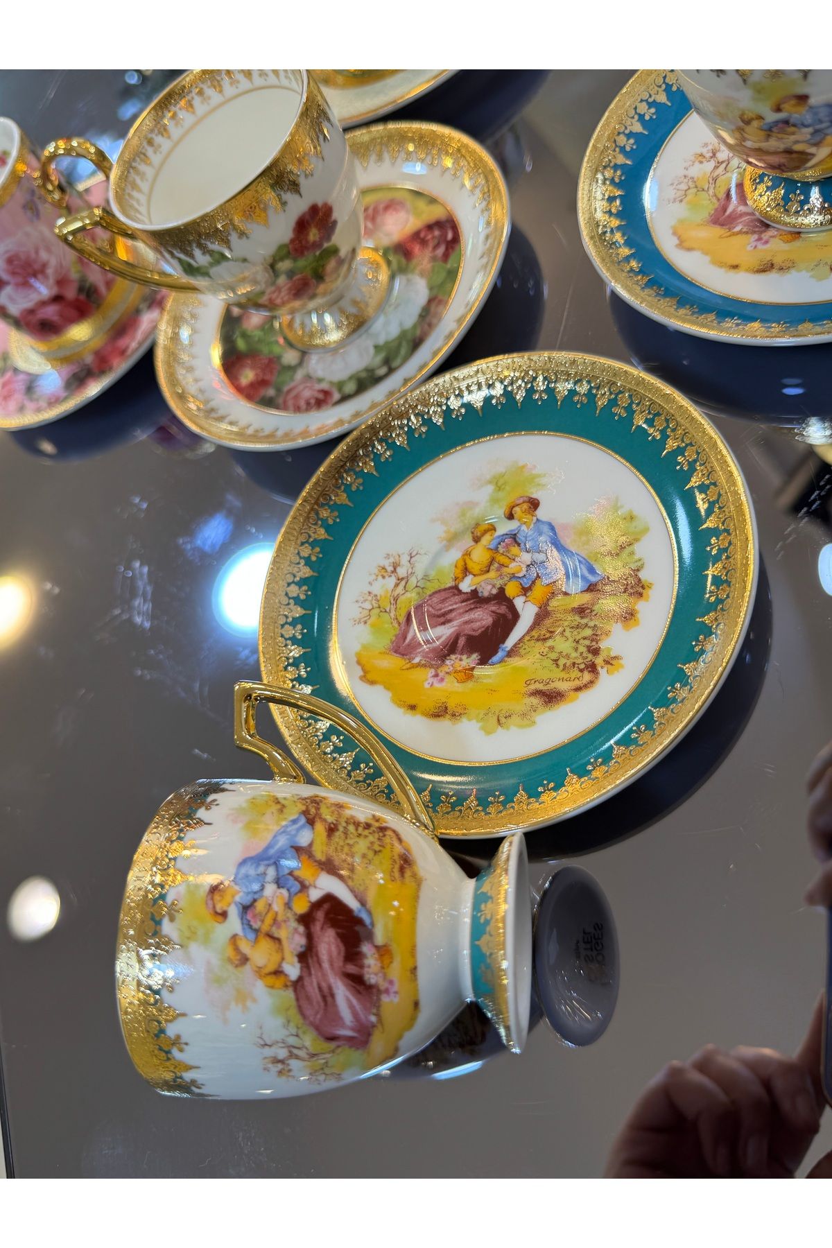 hediye ESTERHOMEDECOR 6 Kişilik porselen kahve fincan takımı markizli fincan
