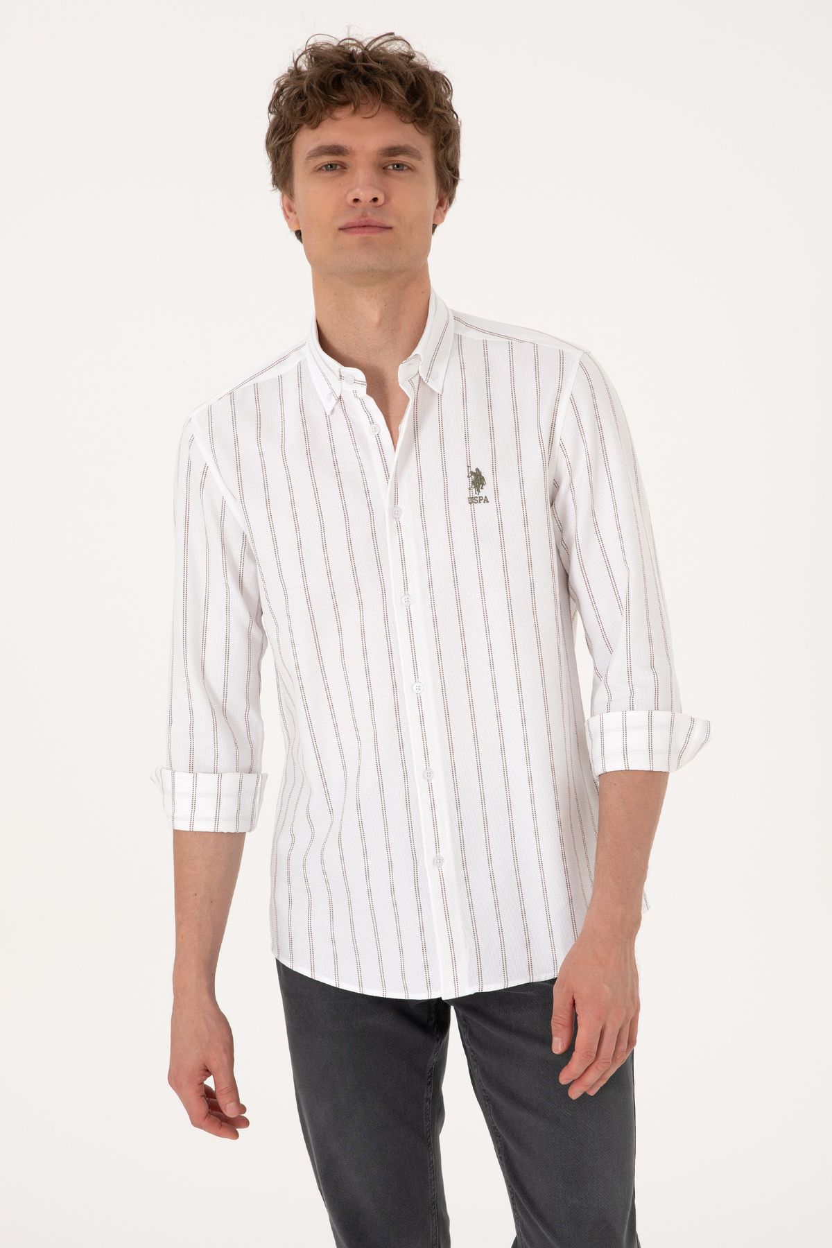 U.S. Polo Assn. Erkek Vizon Uzun Kollu Gömlek 50299956-VR052