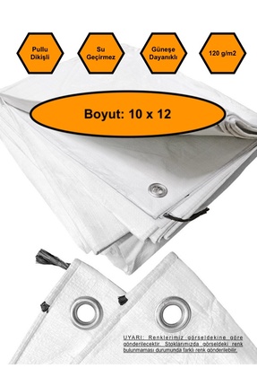 NetBazaars BEYAZ RENK EBATLI BRANDA, 10X12 ÇADIR 120 GR/M2 SU GEÇİRMEZ KAMYON...