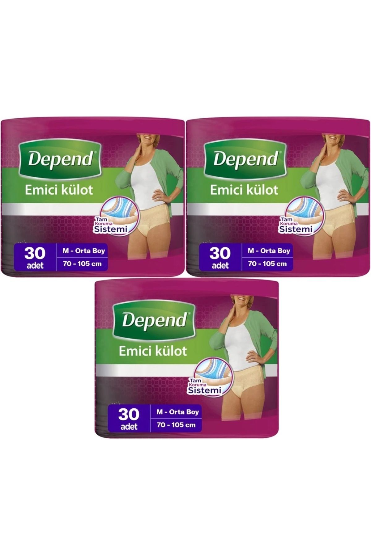 Depend Emici Külot Hasta Bezi Medium - Orta Kadın 90 Adet (3PK*30)