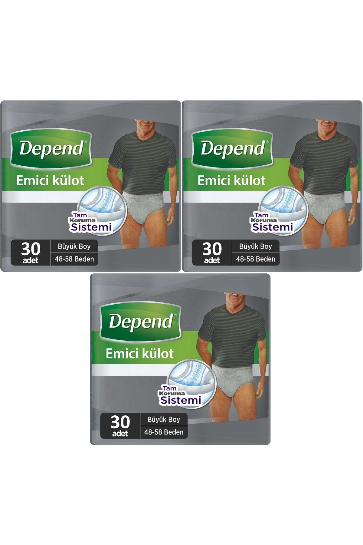 Depend Emici Külot Hasta Bezi Large - Büyük Erkek 90 Adet (3PK*30)