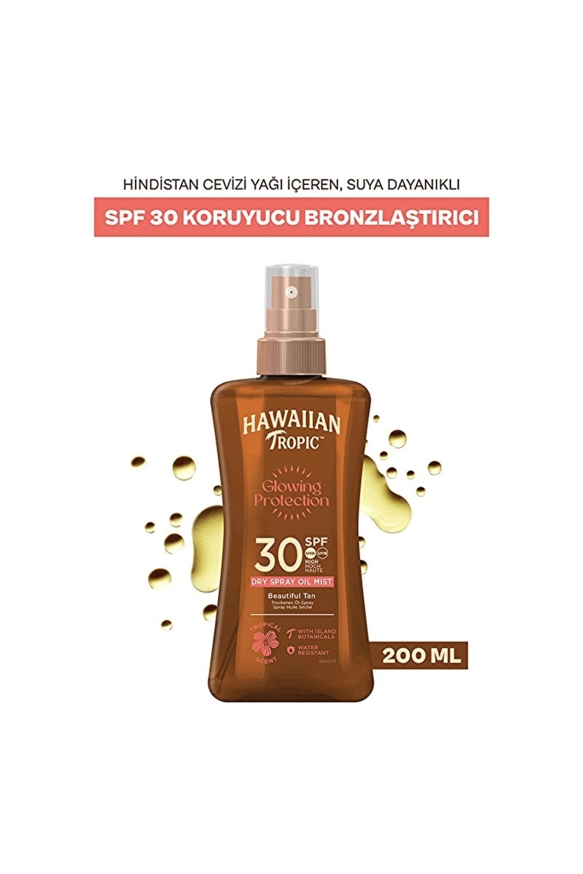 Hawaiian Tropic Güneş Koruyucu & Bronzlaştırıcı Yağ Glowing Protection Dry Spray Oil Mist SPF30 200 ml.