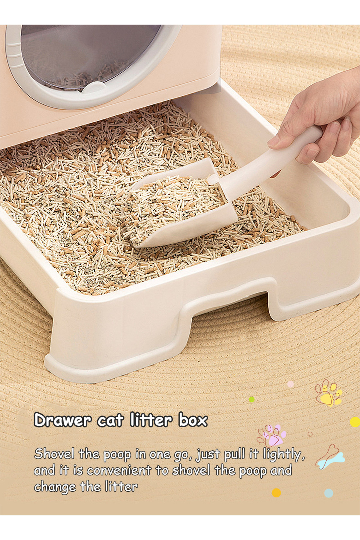KidLe-Large Foldable Cat Litter Box with Lid Easy to Clean Anti-Splashing Enclosed Cat Toilet Box 6