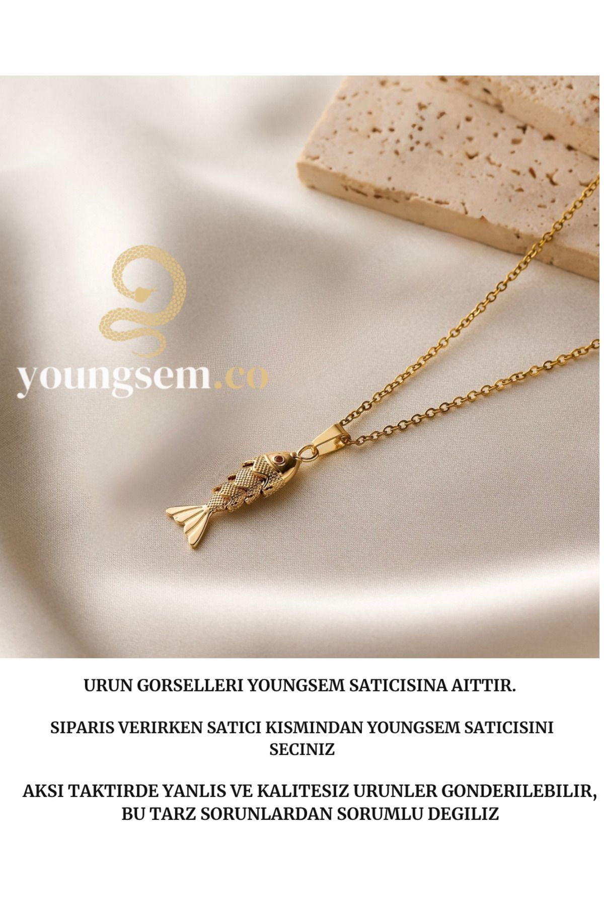 youngsem Balık Model Kolye | Balık Burç | Çelik Kadın Kolye