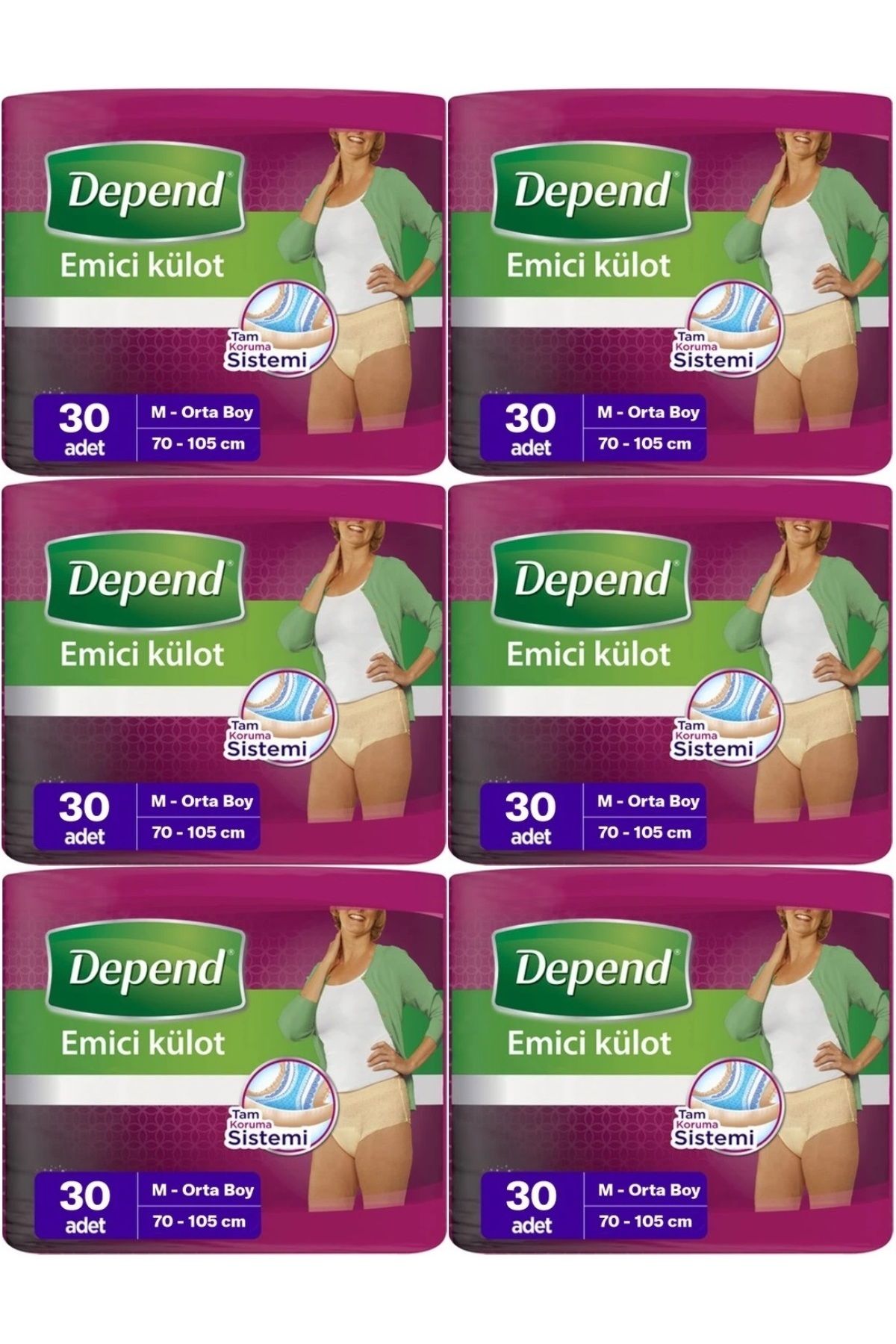 Depend Emici Külot Hasta Bezi Medium - Orta Kadın 180 Adet (6PK*30)