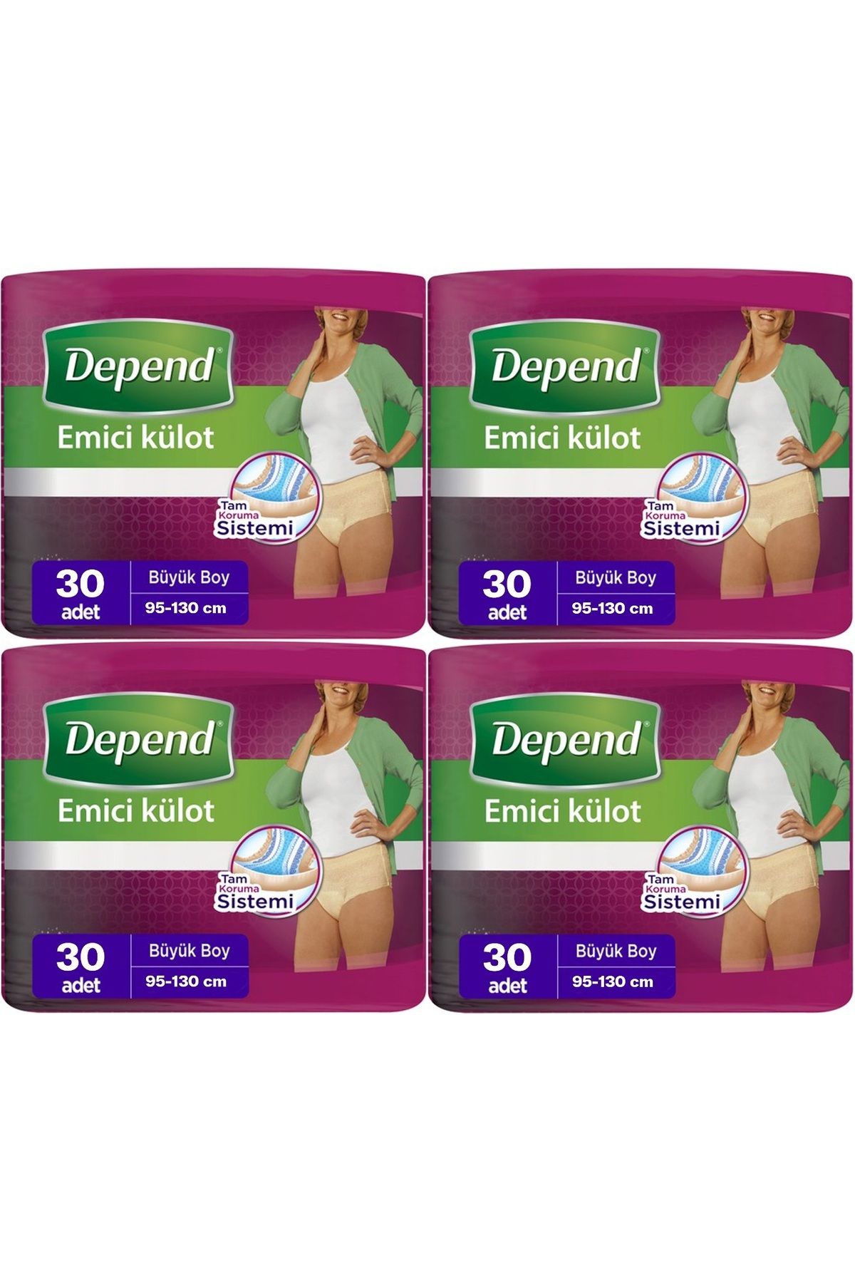 Depend Emici Külot Hasta Bezi Large - Büyük Kadın 120 Adet (4PK*30)