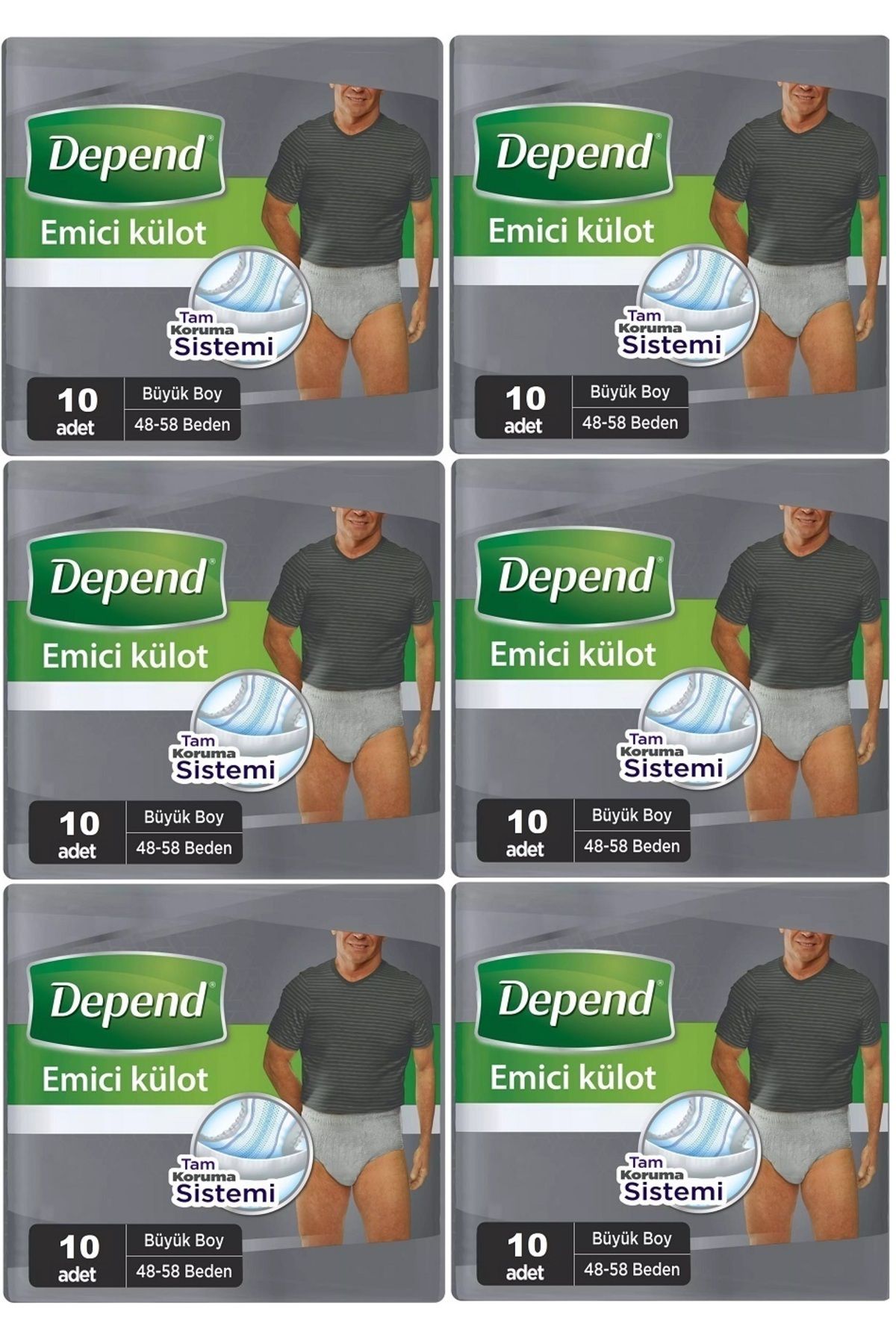 Depend Emici Külot Hasta Bezi Large - Büyük Erkek 60 Adet (6PK*10)