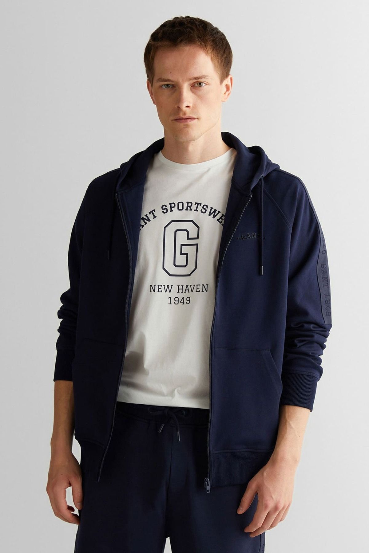 Gant Erkek Regular Fit Kapüşonlu Sweatshirt - Lacivert