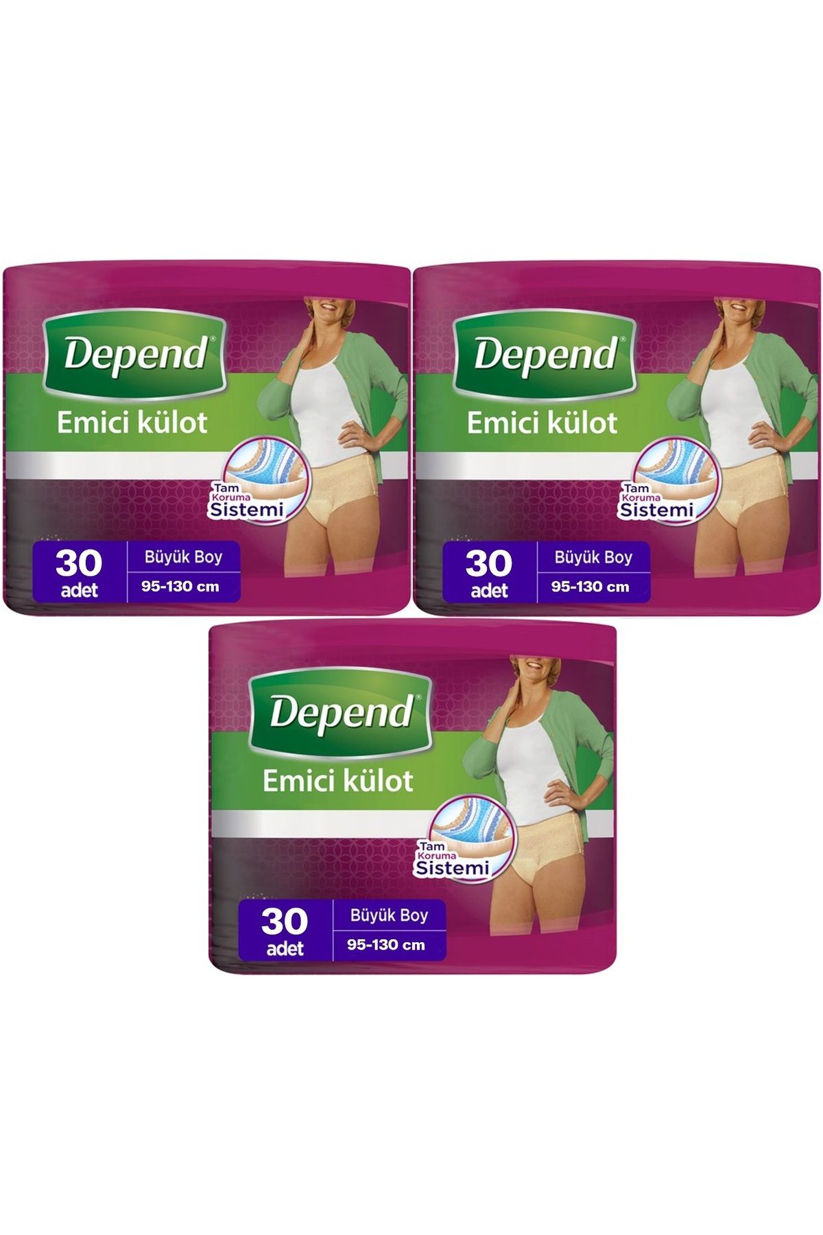 Depend Emici Külot Hasta Bezi Large - Büyük Kadın 90 Adet (3PK*30)
