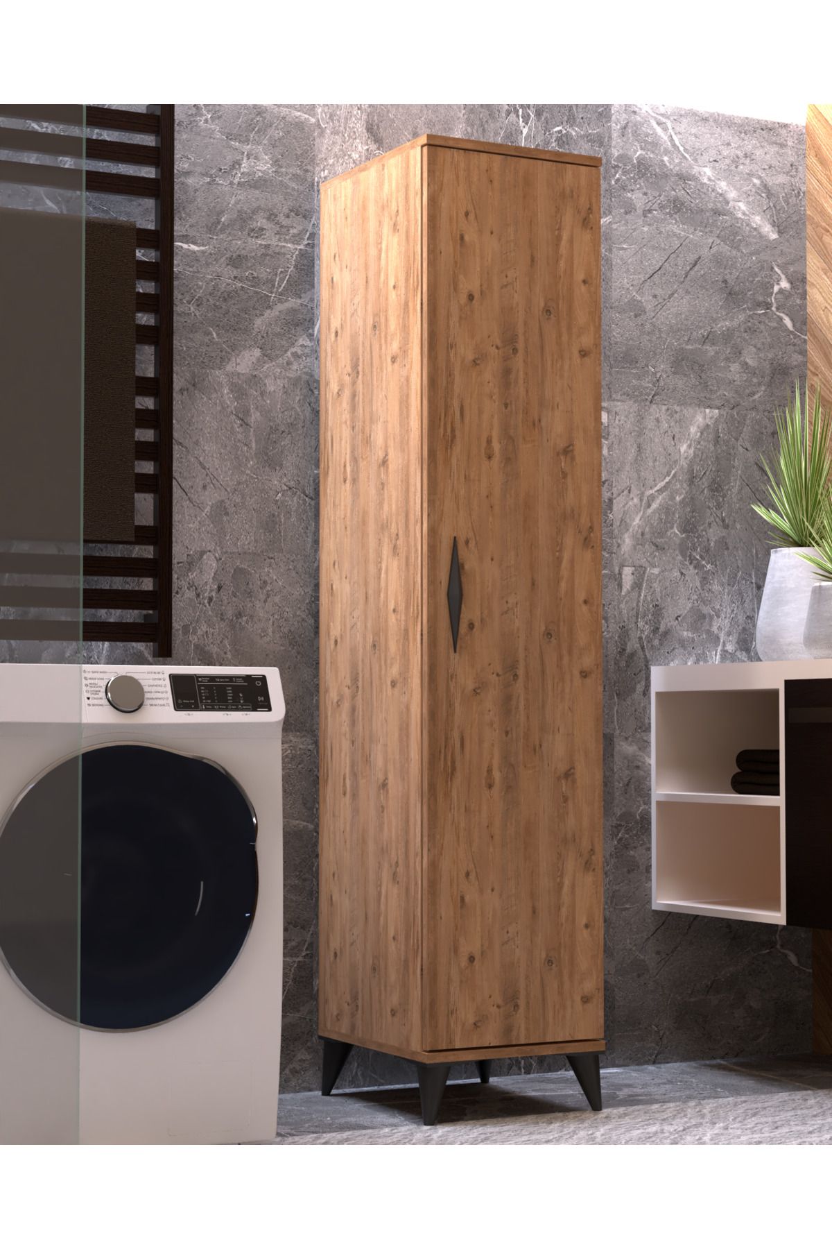Mossano Vesso Tek Kapaklı Dolap Çok Amaçlı Dolap Banyo Dolabı Mutfak Dolabı Kiler Dolabı Raflı Dolap
