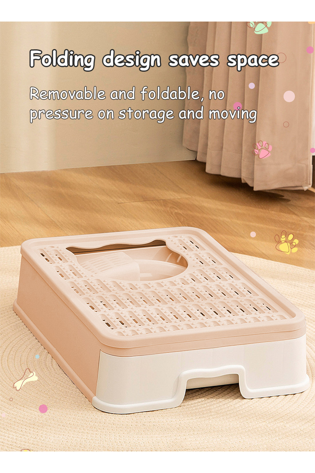 KidLe-Large Foldable Cat Litter Box with Lid Easy to Clean Anti-Splashing Enclosed Cat Toilet Box 3