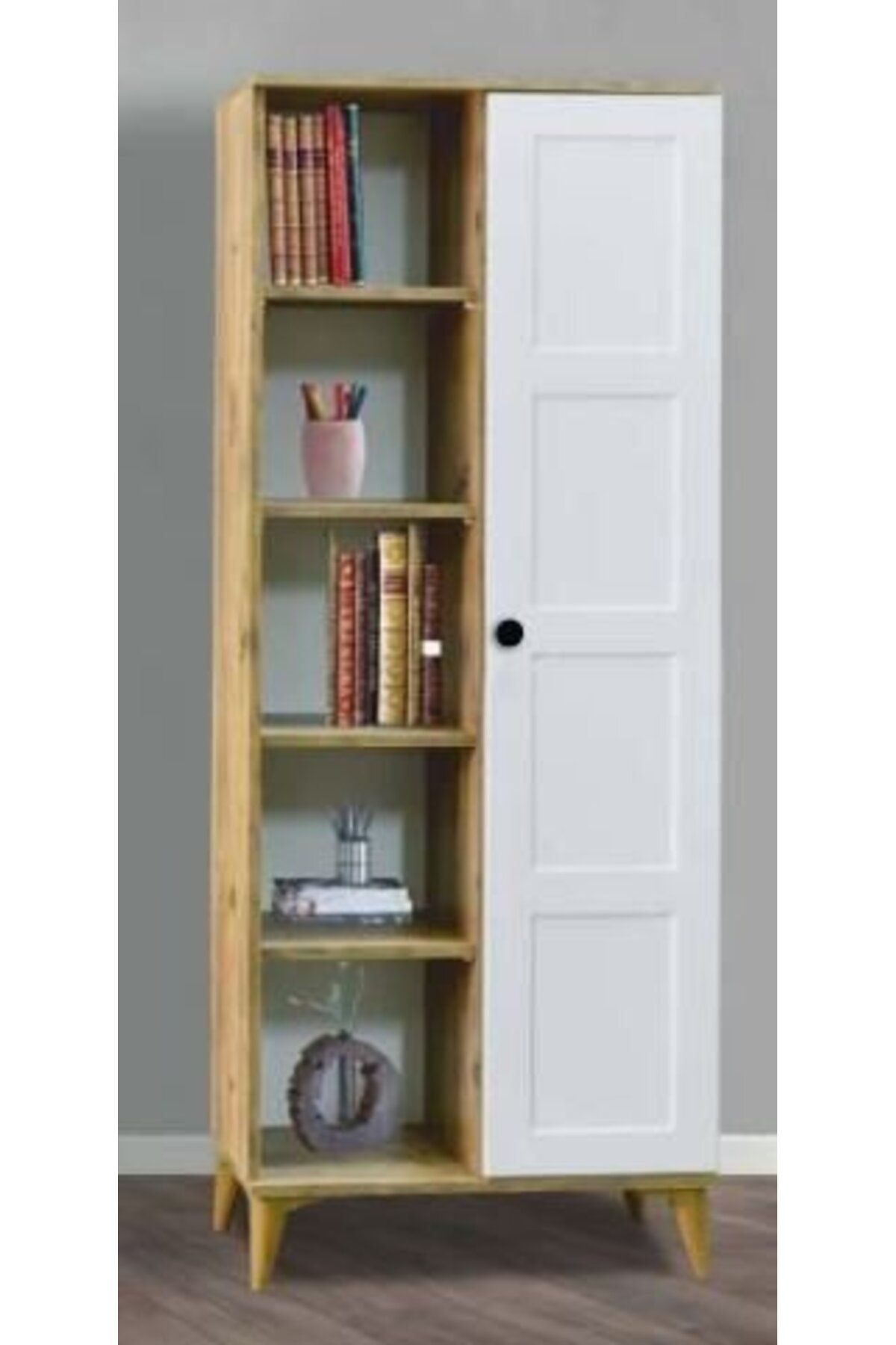 Yuvaset Home Tek Kapılı Çam Kare Kitaplık