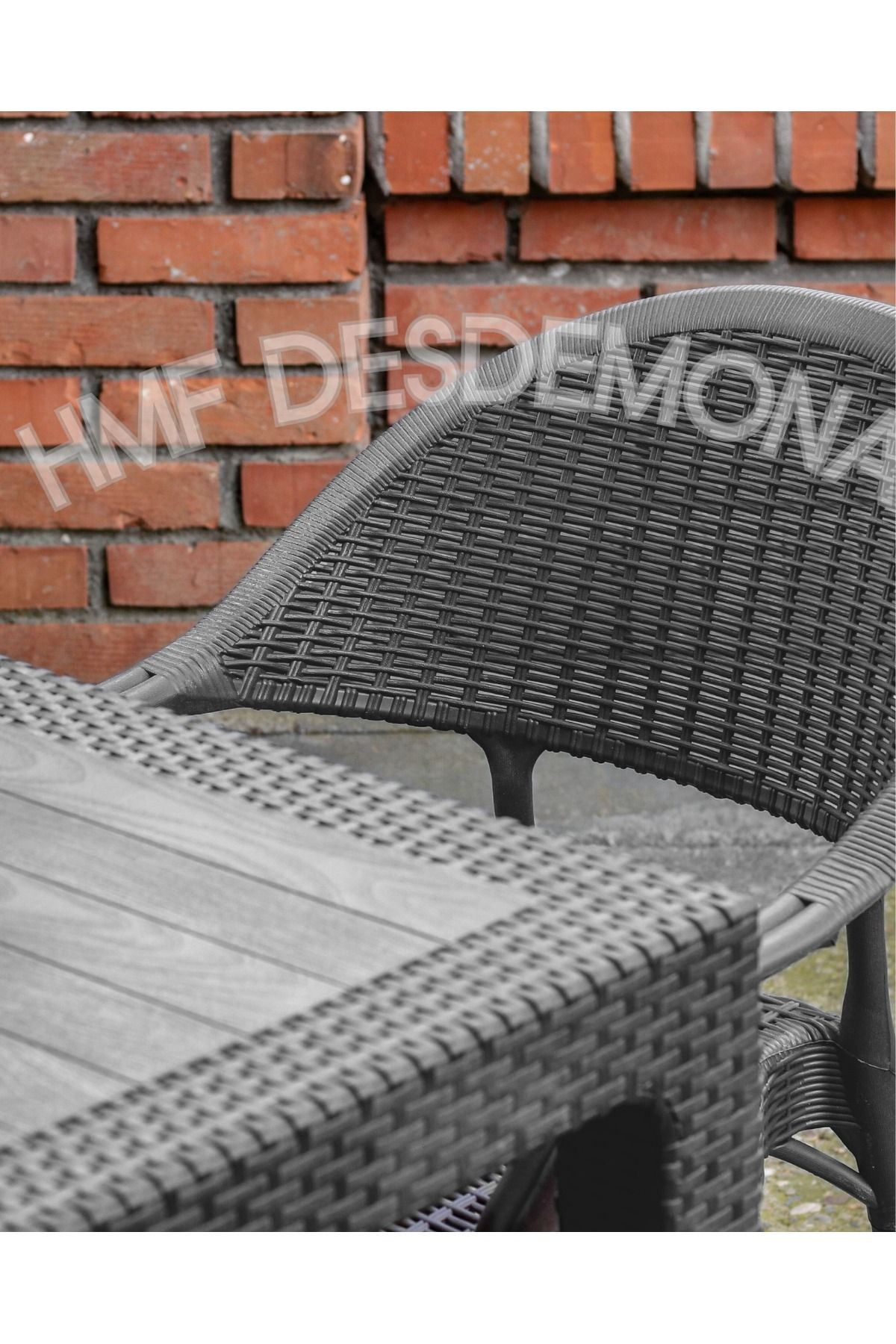 HMF DESDEMONA Bambu Rattan Yemek Masası Seti - 6 adet Koltuk - 1 adet 90*150cm Masa