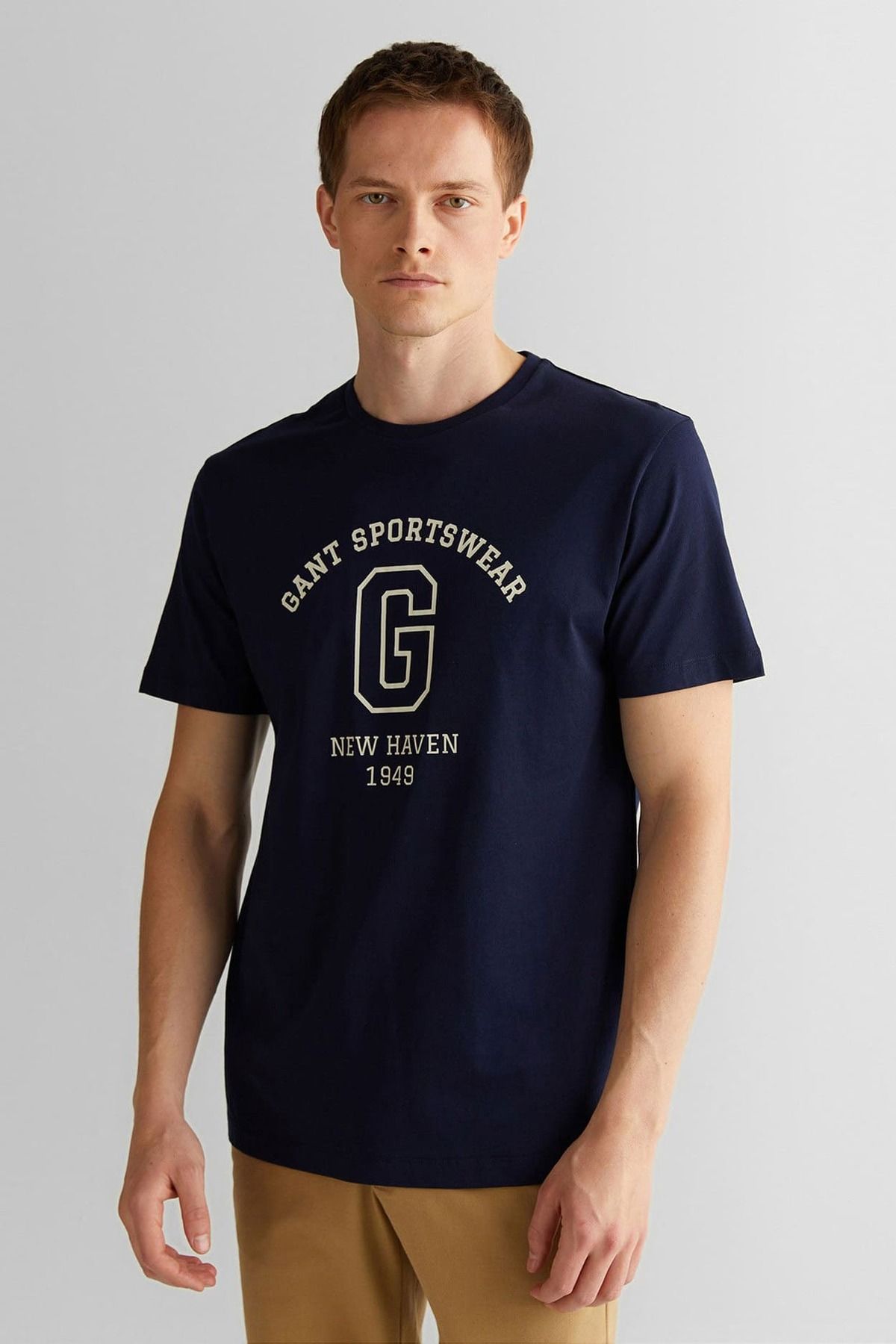 Gant Erkek Regular Fit Bisiklet Yaka Logolu T-Shirt - Lacivert
