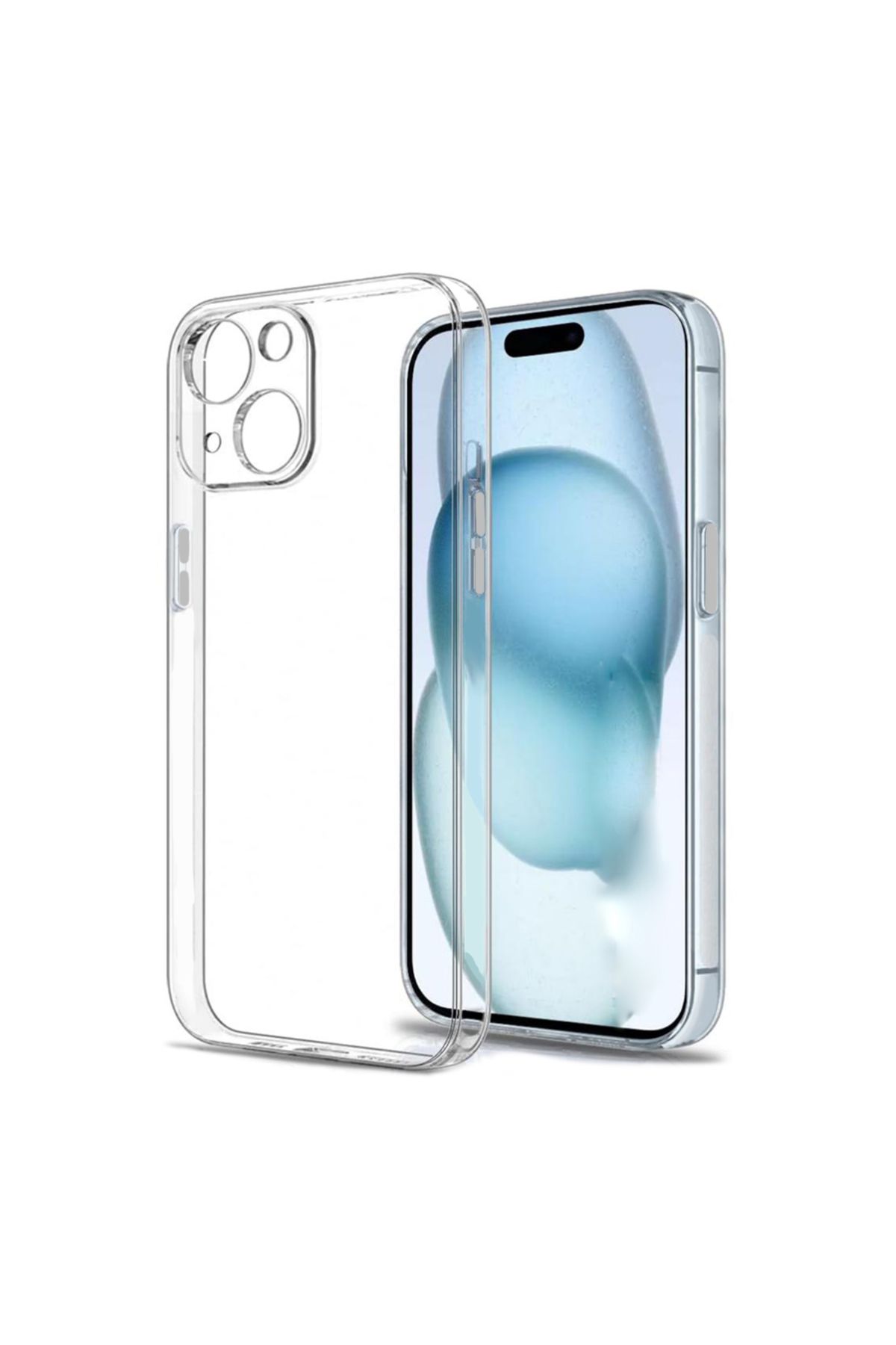 FIRO iPhone 15 Kılıf Metal Tuşlu Kamera Korumalı Silikon Şeffaf Arka Kapak