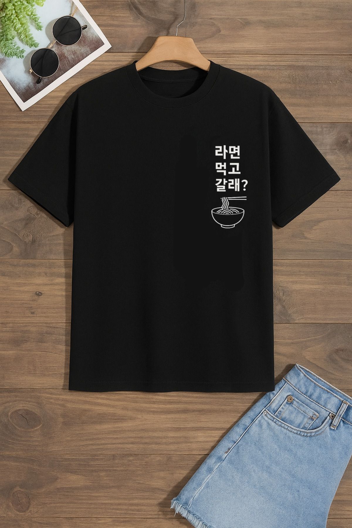 Gollinger Korece Ramen Baskılı Yuvarlak Yaka T-shirt - SİYAH