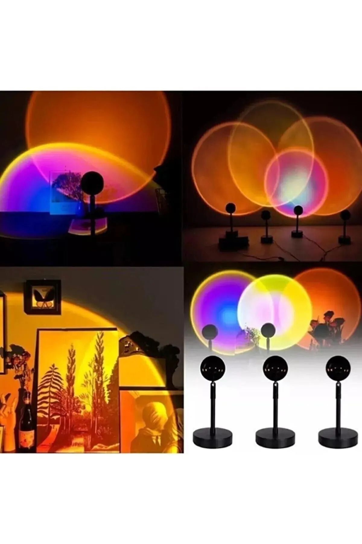 Palmiye Home Usb Led Gün Batımı Tek Mod Tuşsuz Projektör Lambası Fotoğraf Çekim Işığı Dekoratif Işık