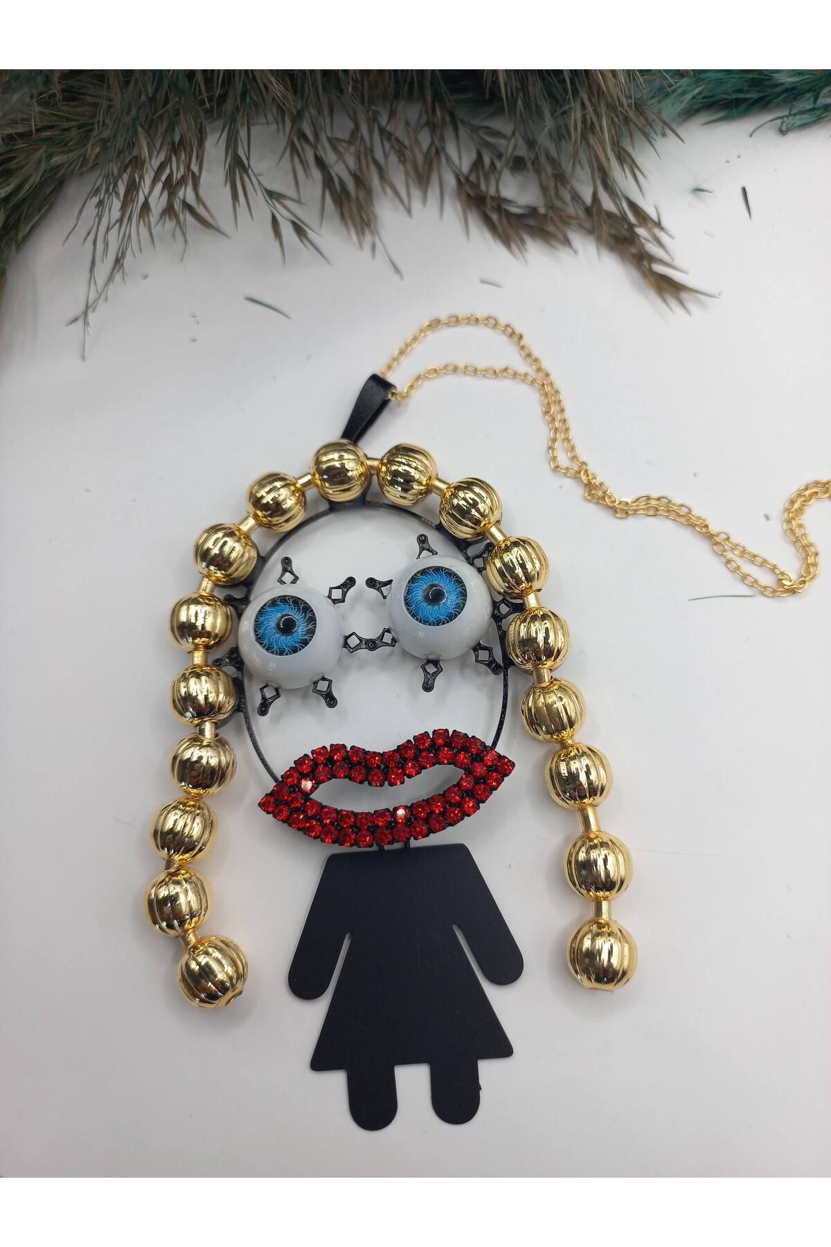 puppet takı Kırmızı Rujlu Kokoş Kolye