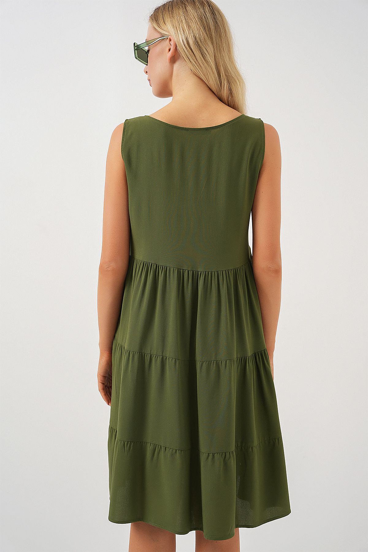 Bigdart-Damen-Kurzkleid mit Null-Manschettenknöpfen 2571 – Khaki 6