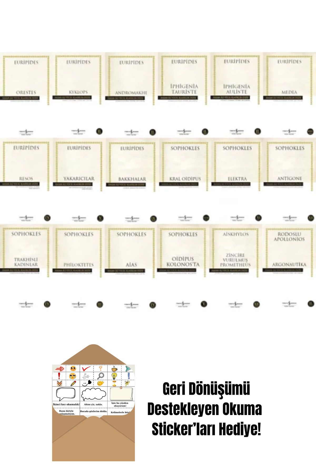 TÜRKİYE İŞ BANKASI KÜLTÜR YAYINLARI Antik Yunan Tragedyaları 18 Kitap Full Set + Okuma Sticker'ları