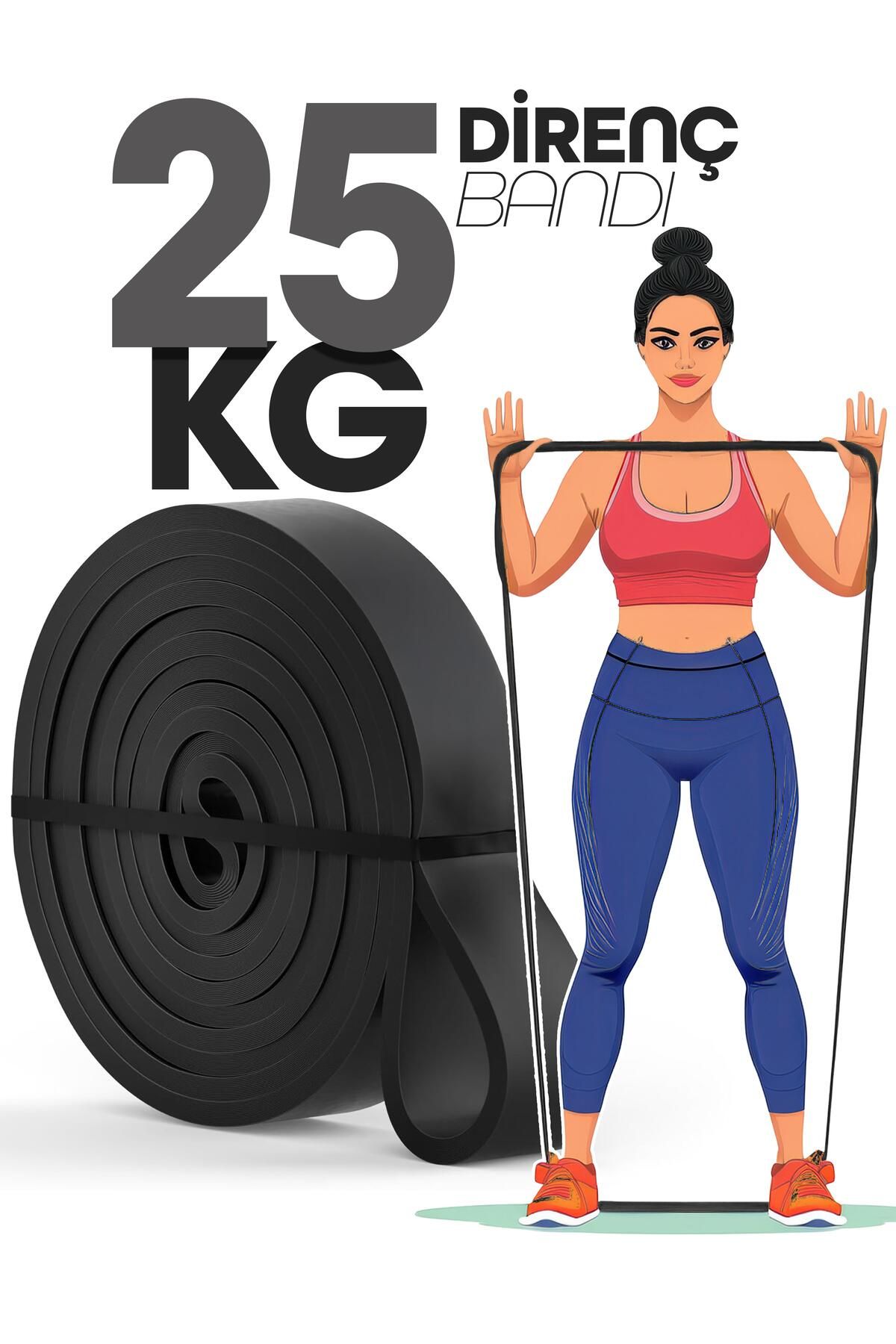 Venenon 25KG Barfiks Lastiği Gym Resistance Band Antrenman Kas Geliştirme Bandı Siyah (Sert)