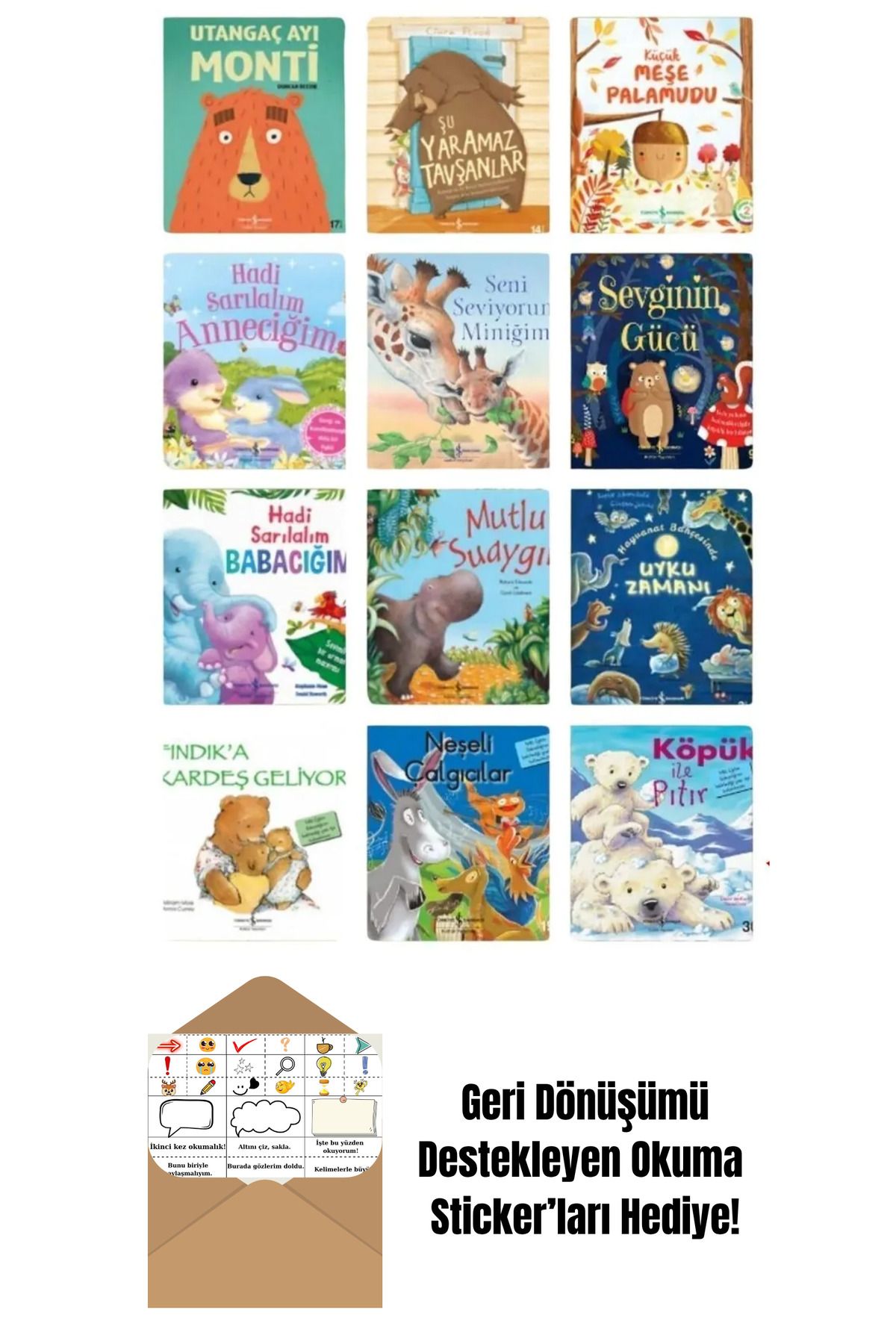 TÜRKİYE İŞ BANKASI KÜLTÜR YAYINLARI İş Bankası Resimli Hikayeler 12 Kitap Set + Okuma Sticker'ları