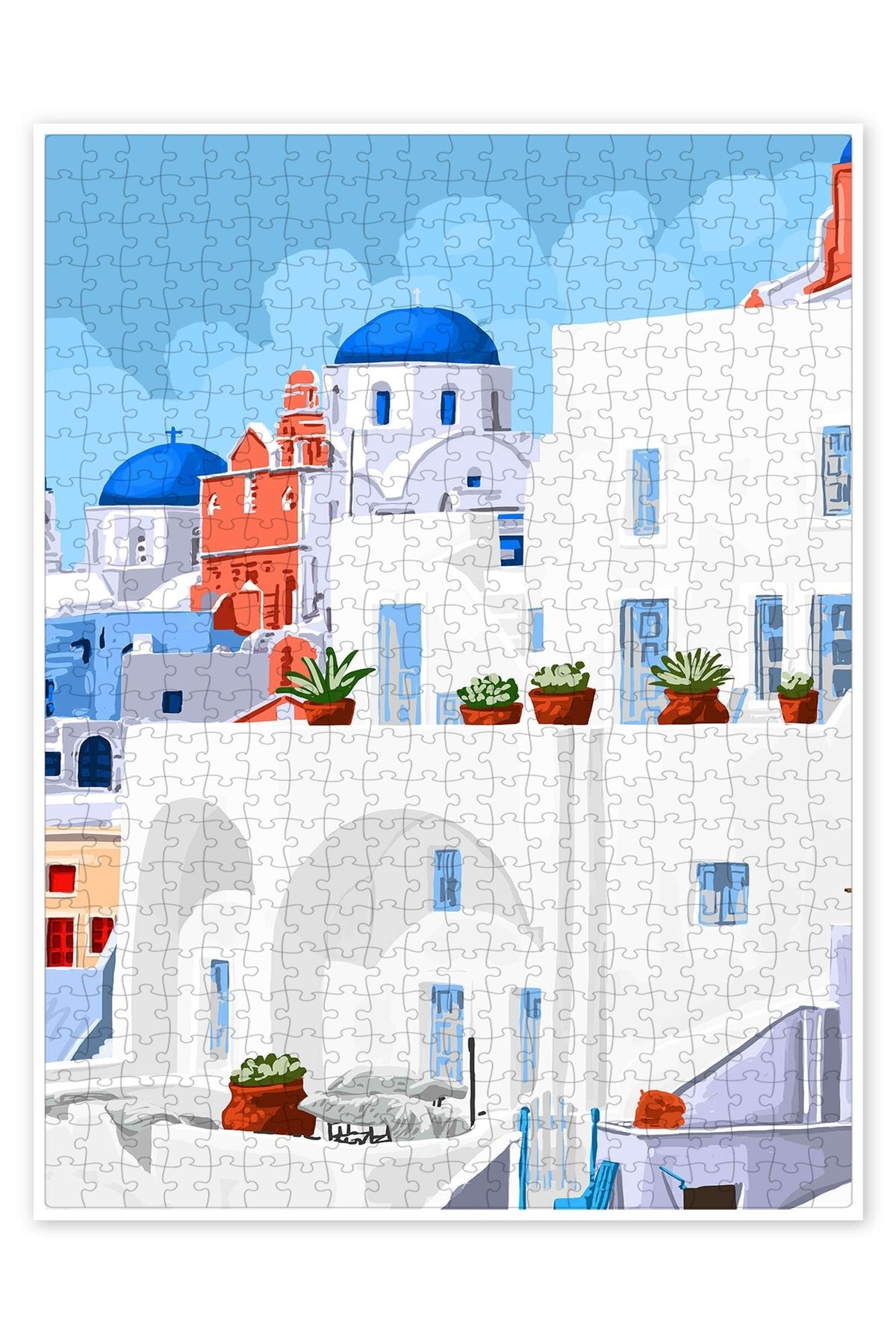 Jeronkarji Santorini Tatil 500 Parça Puzzle Yapboz Şehir Manzara Temalı Hobilik
