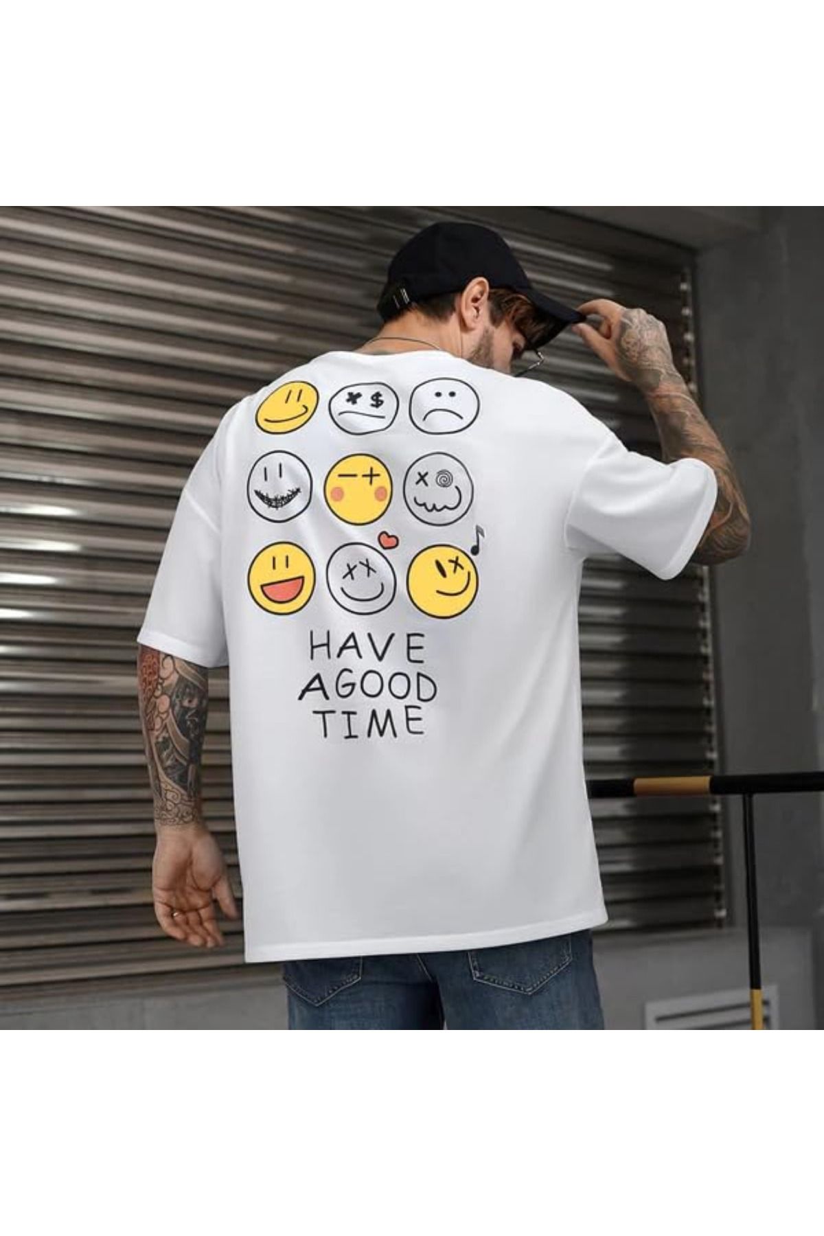 aynewmoda "Eğlence Zamanı" Baskılı Tişört, Kısa Kollu, Yuvarlak Yaka, Pamuklu, Her Yerde El Baskılı