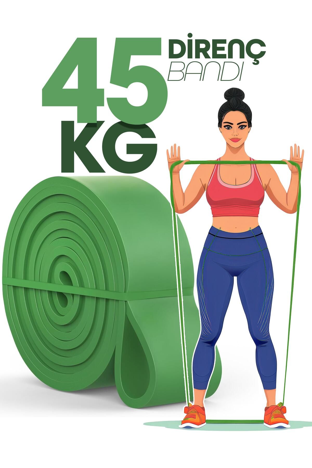 Venenon 45KG Barfiks Lastiği Gym Resistance Band Antrenman Kas Geliştirme Bandı Yeşil (Ultra Sert)