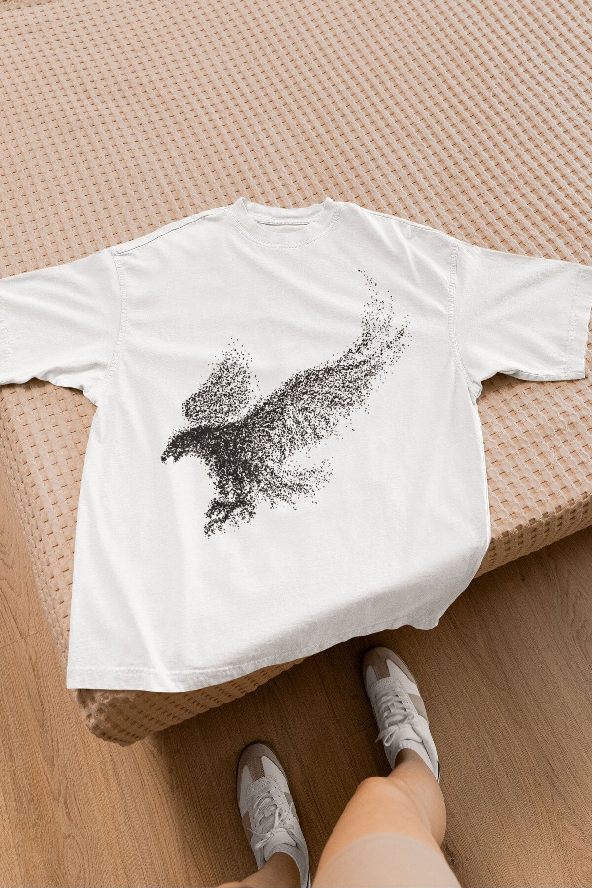 srcmarket Soyut Kuş Baskılı Unisex Tshirt