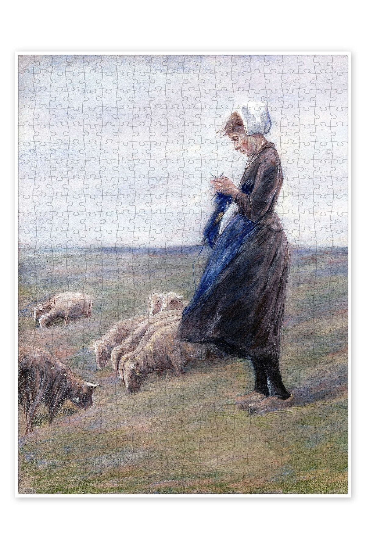 Jeronkarji Çoban Kız 500 Parça Puzzle Yapboz Kedi Köpek Temalı Doğa ve Orman Hayvanları