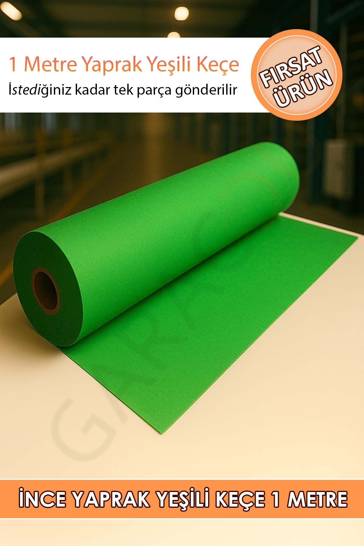 garaccu Metrelik İnce Keçe Kumaş 1 Mm Yaprak Yeşili - 1 Metre (100 Cm X 100 Cm)