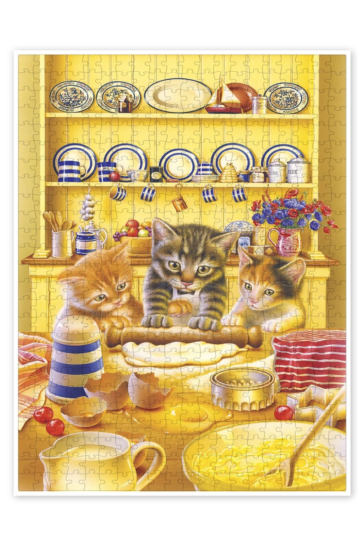 Jeronkarji Kediler kek pişiriyor 500 Parça Puzzle Yapboz Mutfak Temalı Yetişkinler için