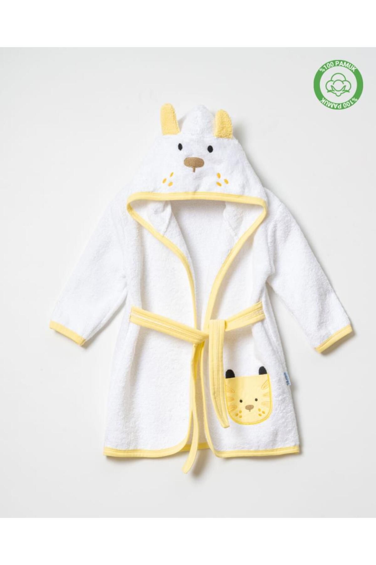 ankibaby Köpekli Bornoz Beyaz-Sarı