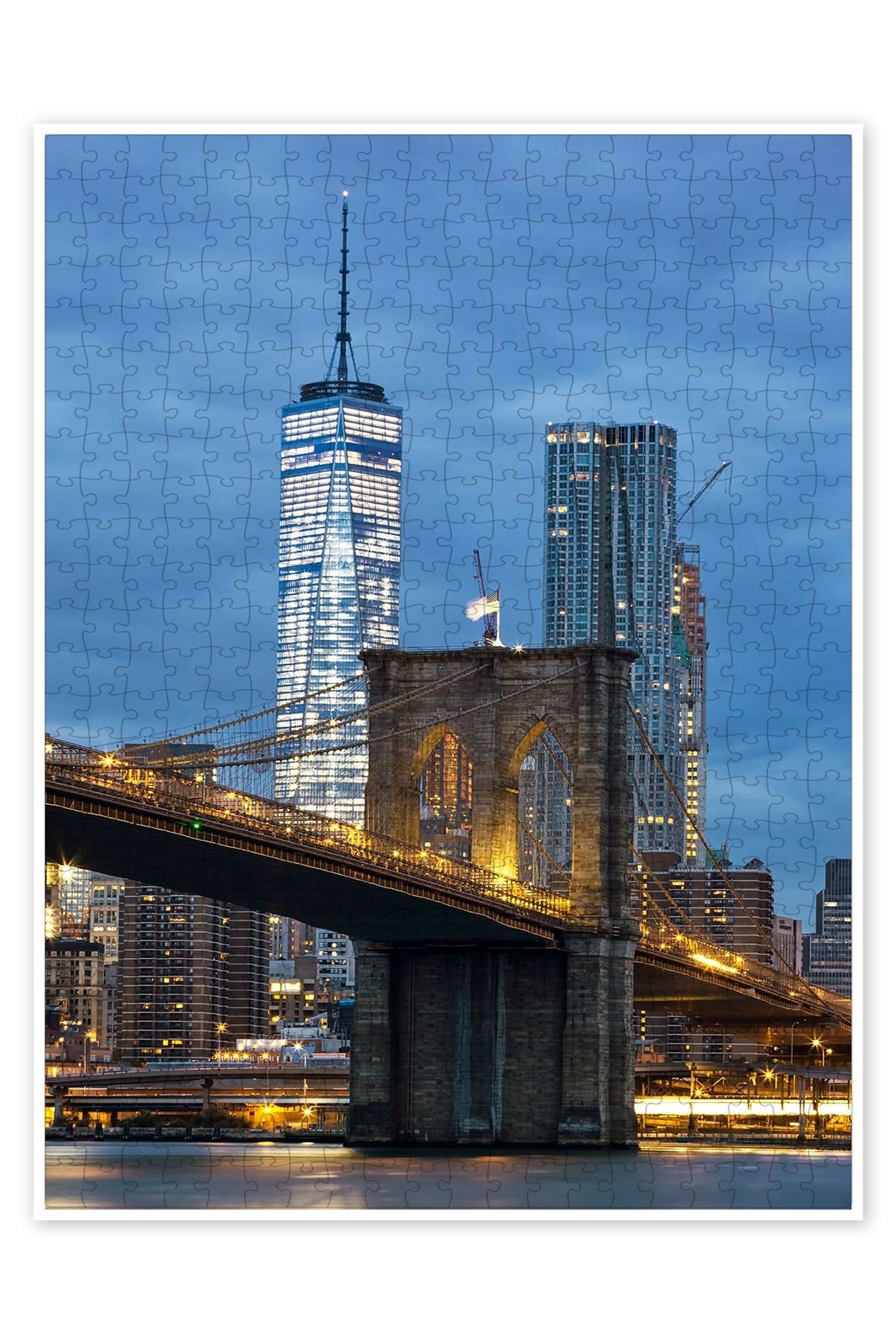 Jeronkarji Brooklyn Köprüsü alacakaranlıkta 500 Parça Puzzle Yapboz Şehir Manzara Temalı Hobilik