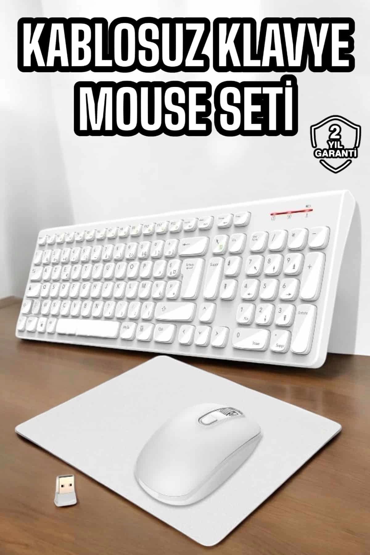feifei Q Klavye Beyaz Klavye Ve Mouse Seti Kablosuz Usb Girişli
