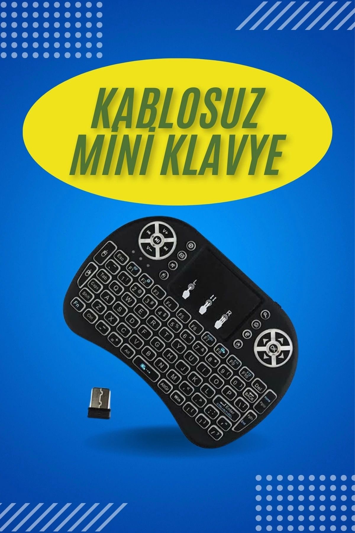 feifei Işıklı Kablosuz Mini Klavye Ve Dokunmatik Mouse Seti Türkçe Kablosuz