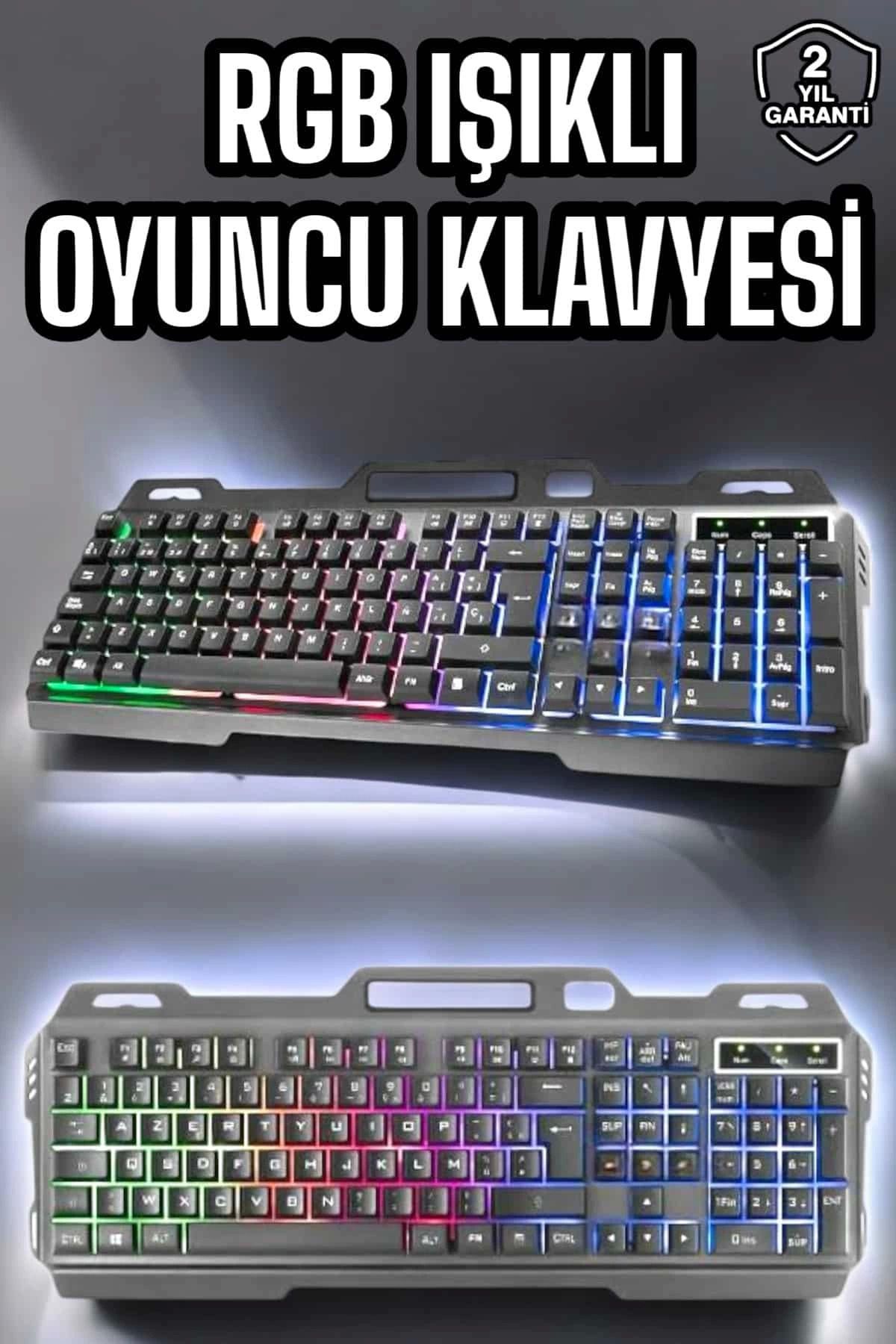 feifei Led Işıklı Oyuncu Klavye Usb Girişli Rgb Işıklı Q Klavye Mouse Hediyeli