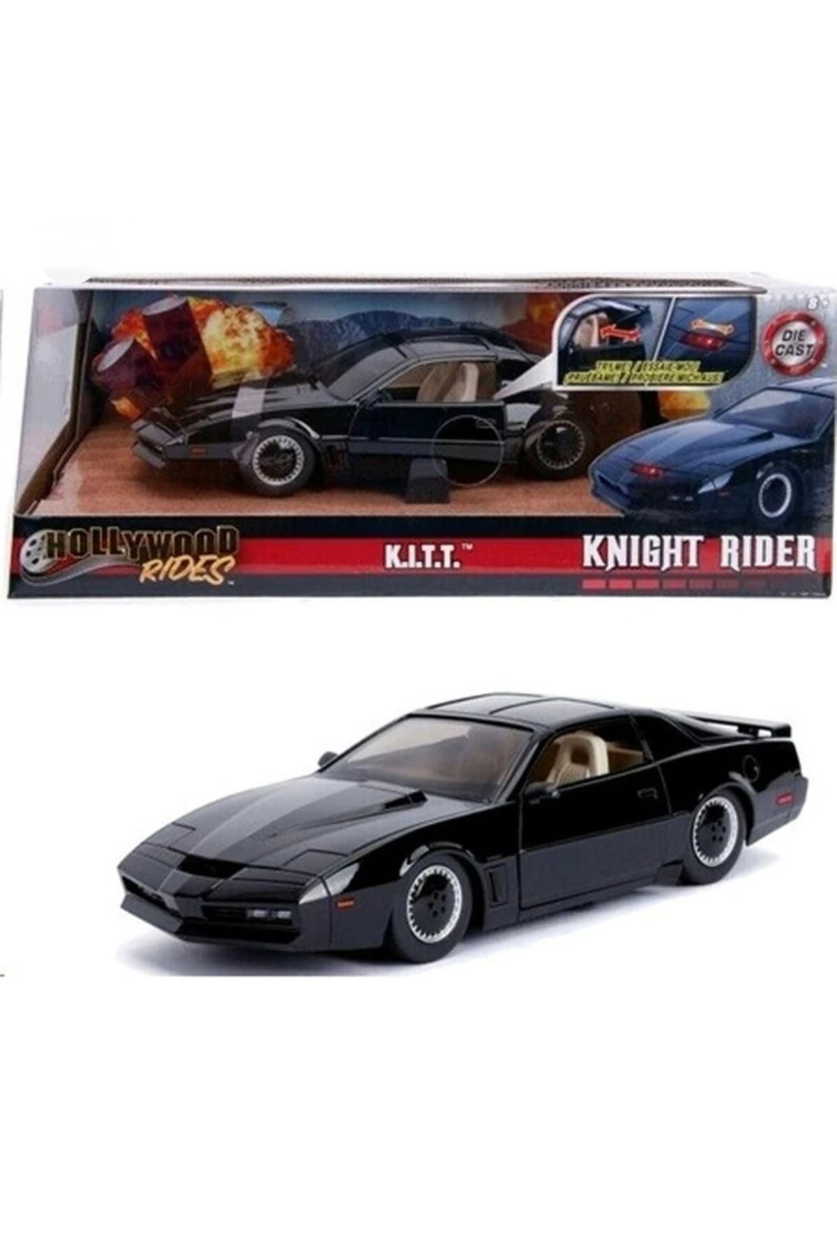 Jada 1:24 Diecast - K.I.T.T. - Knight Rider Hollywood Kara Şimşek Model Araba