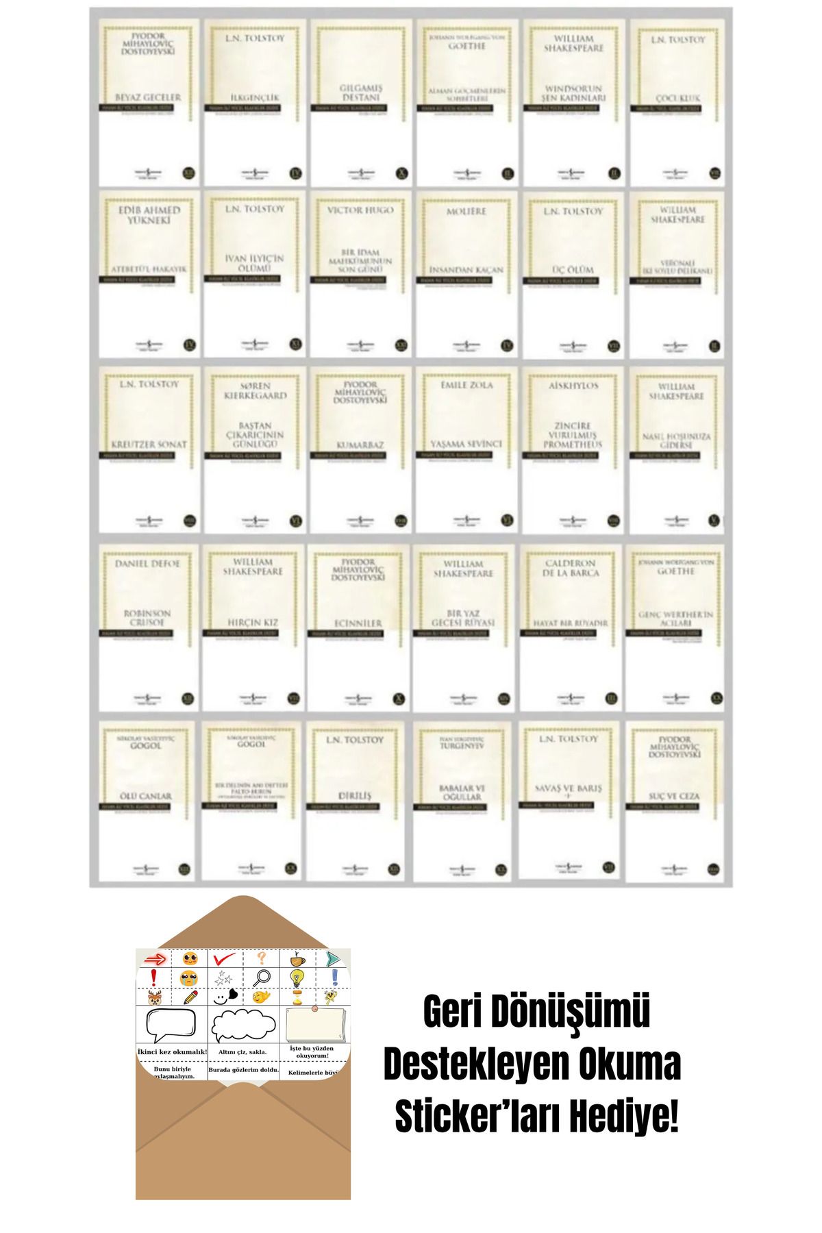 TÜRKİYE İŞ BANKASI KÜLTÜR YAYINLARI Hasan Ali Yücel Klasikleri 30 Kitap Set + Okuma Sticker'ları