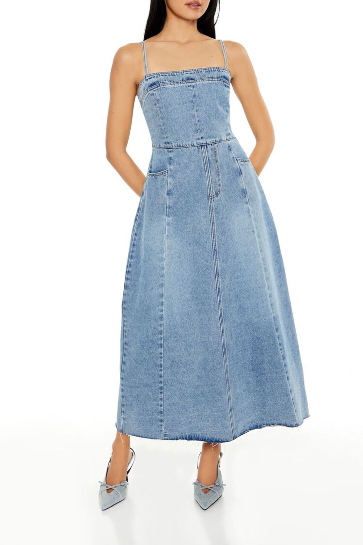 Forever 21 Askılı Denim Elbise