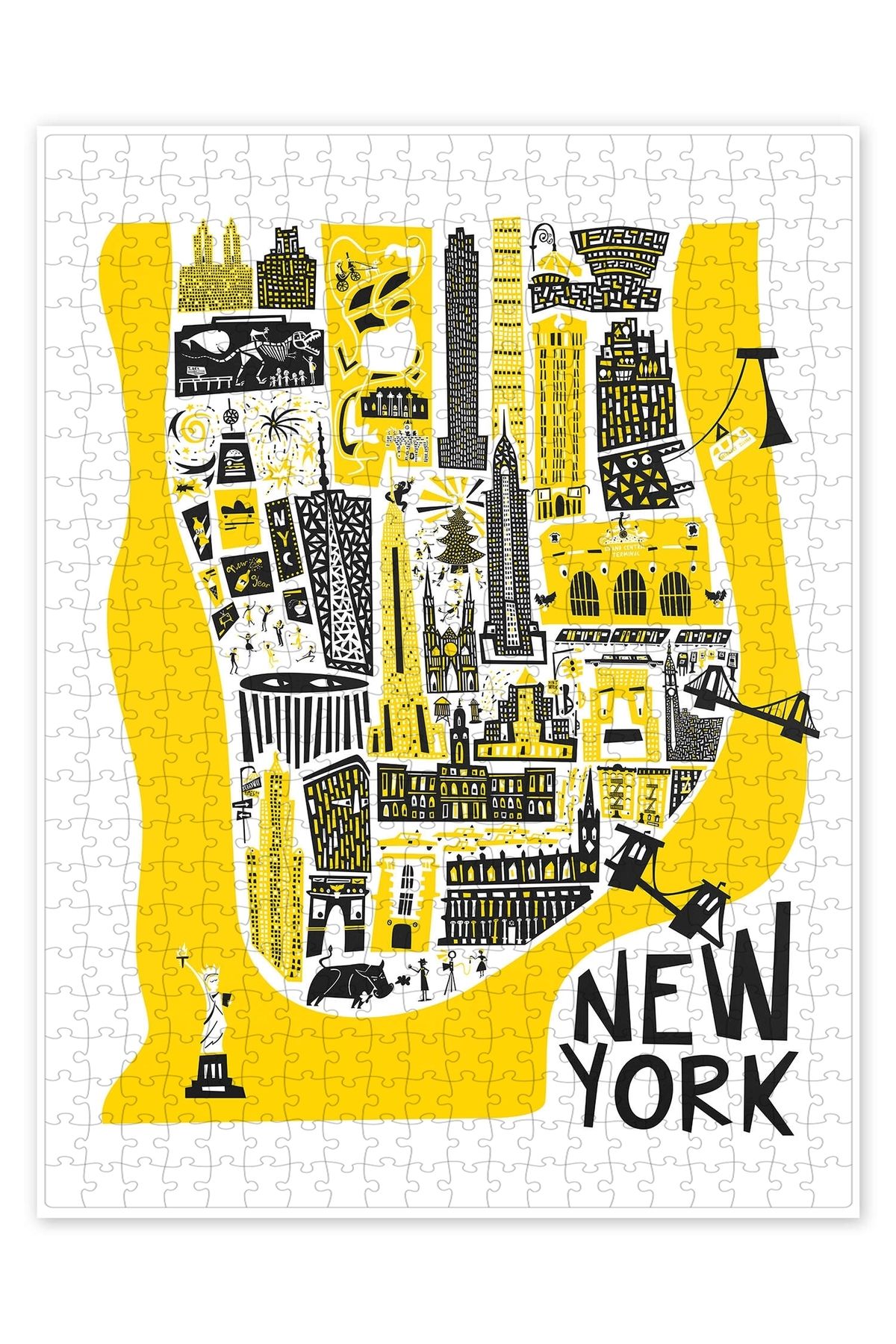 Jeronkarji New York - Manhattan Harita 500 Parça Puzzle Yapboz Şehir Manzara Temalı Hobilik