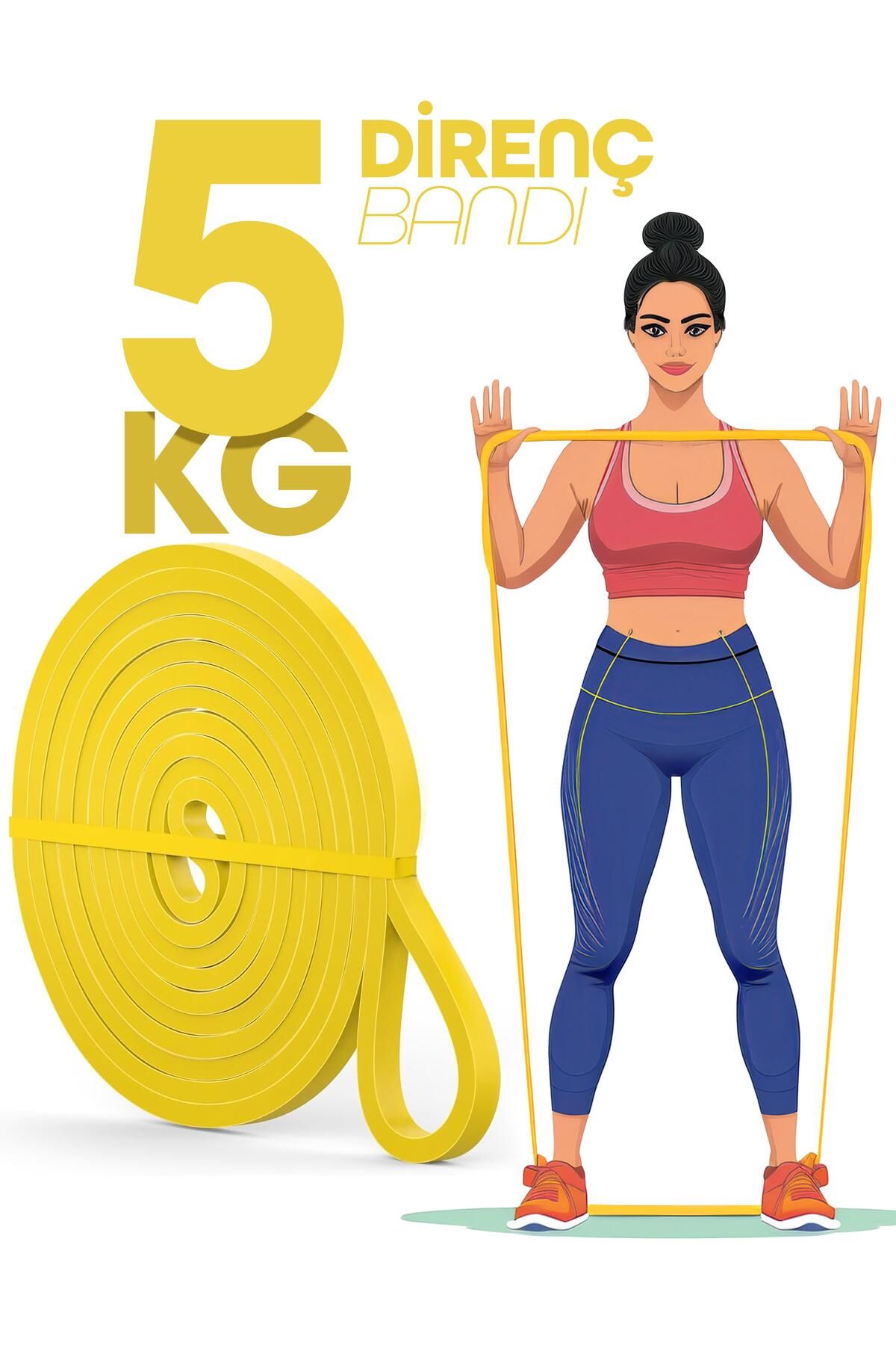 Venenon 5KG Barfiks Lastiği Gym Resistance Band Antrenman Kas Geliştirme Bandı Sarı (Hafif)