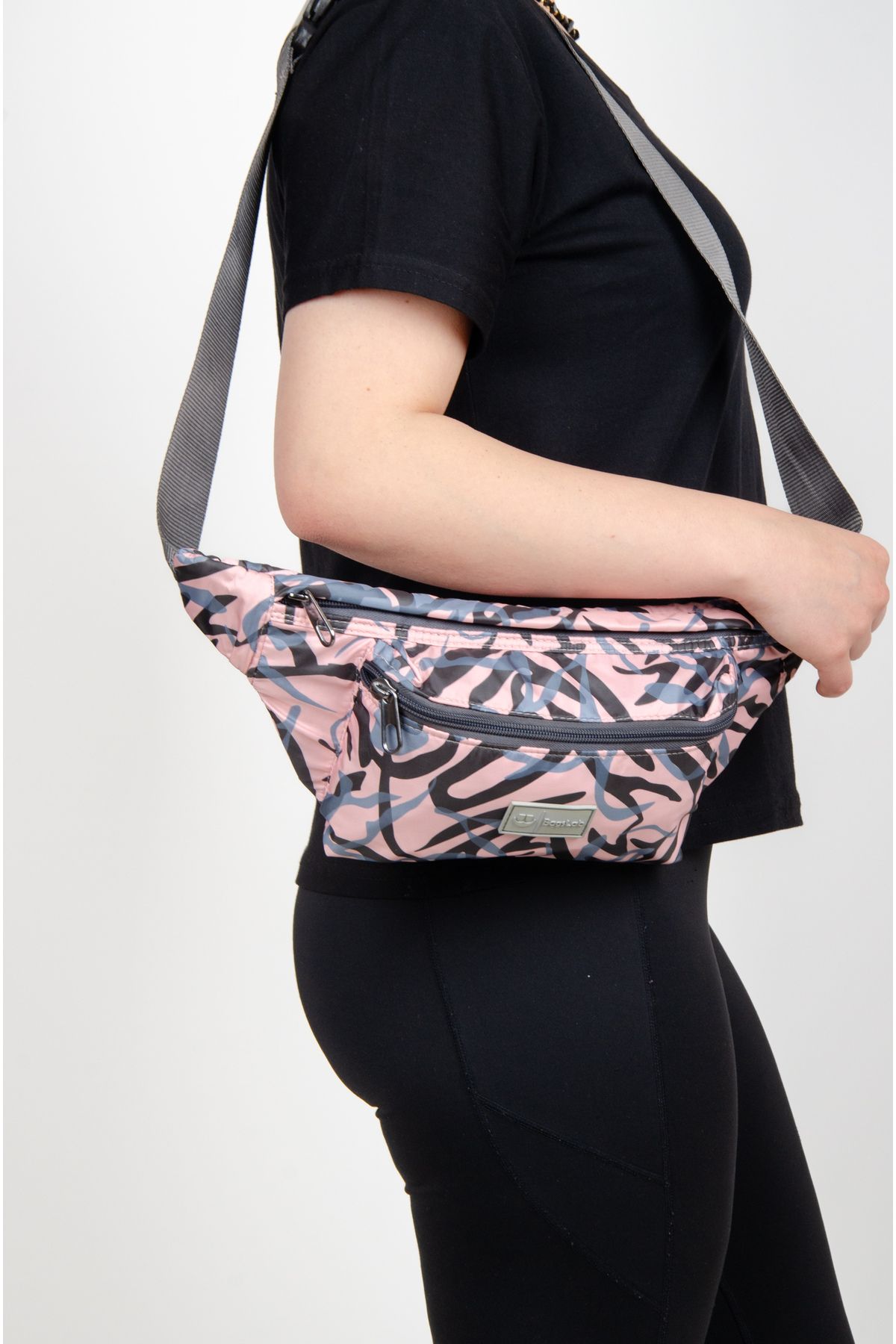 KAFF Pembe Kamuflaj Desenli Suya Dayanıklı Kumaş Unisex Bodybag Çapraz Omuz Çantası -1045